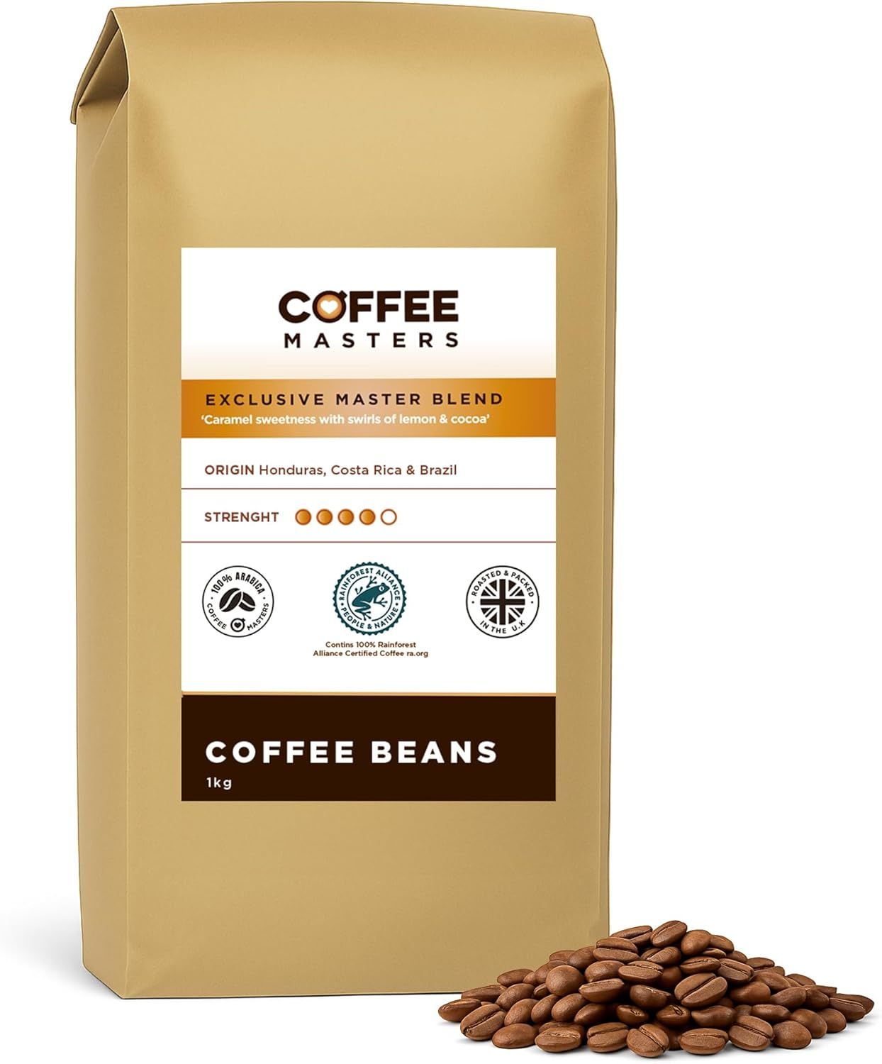 Coffee Masters Coffee Beans 1kg Exclusive Master Blend - 100% Arabica, Medium Dark Roasted Whole Be…