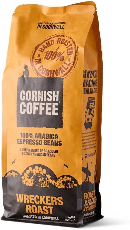 Cornish Coffee - Wreckers Roast Espresso Beans - 1kg Bag of 100% Arabica Beans