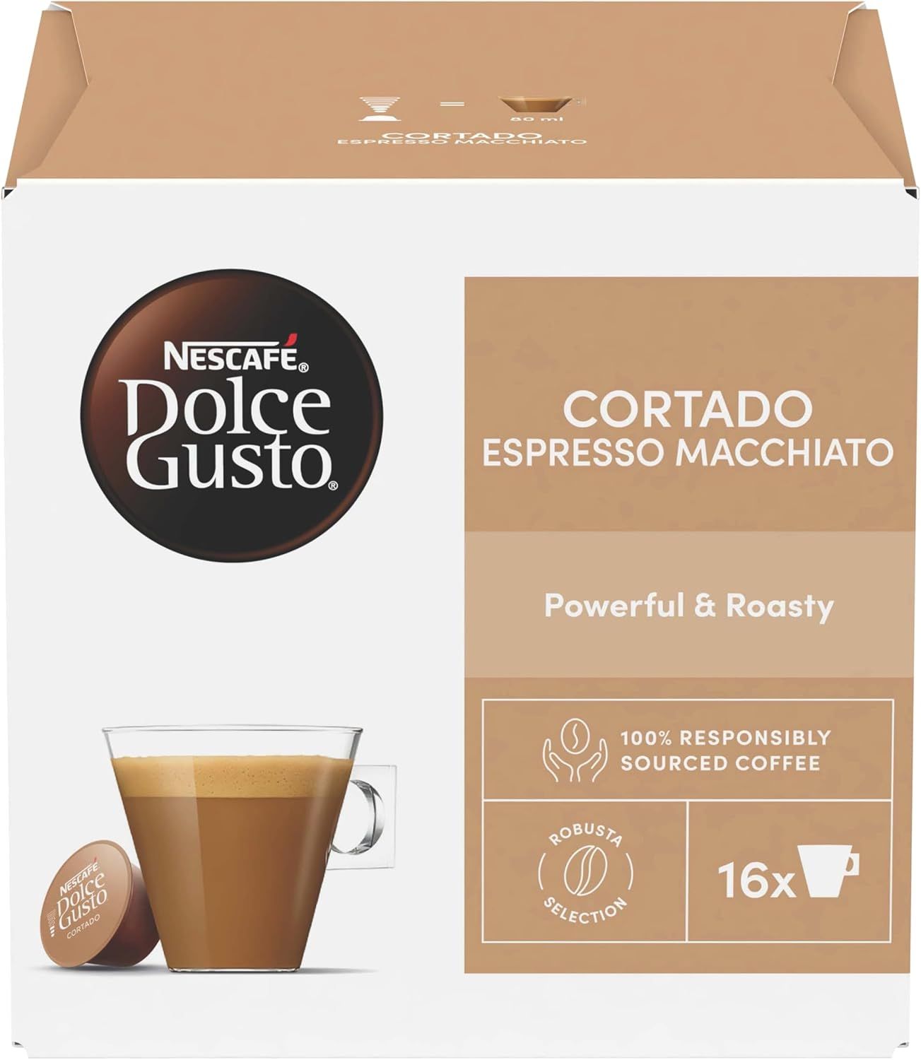 NESCAFÉ DOLCE GUSTO Cortado Espresso Macchiato Coffee Pods 16 Capsules (16 Servings)