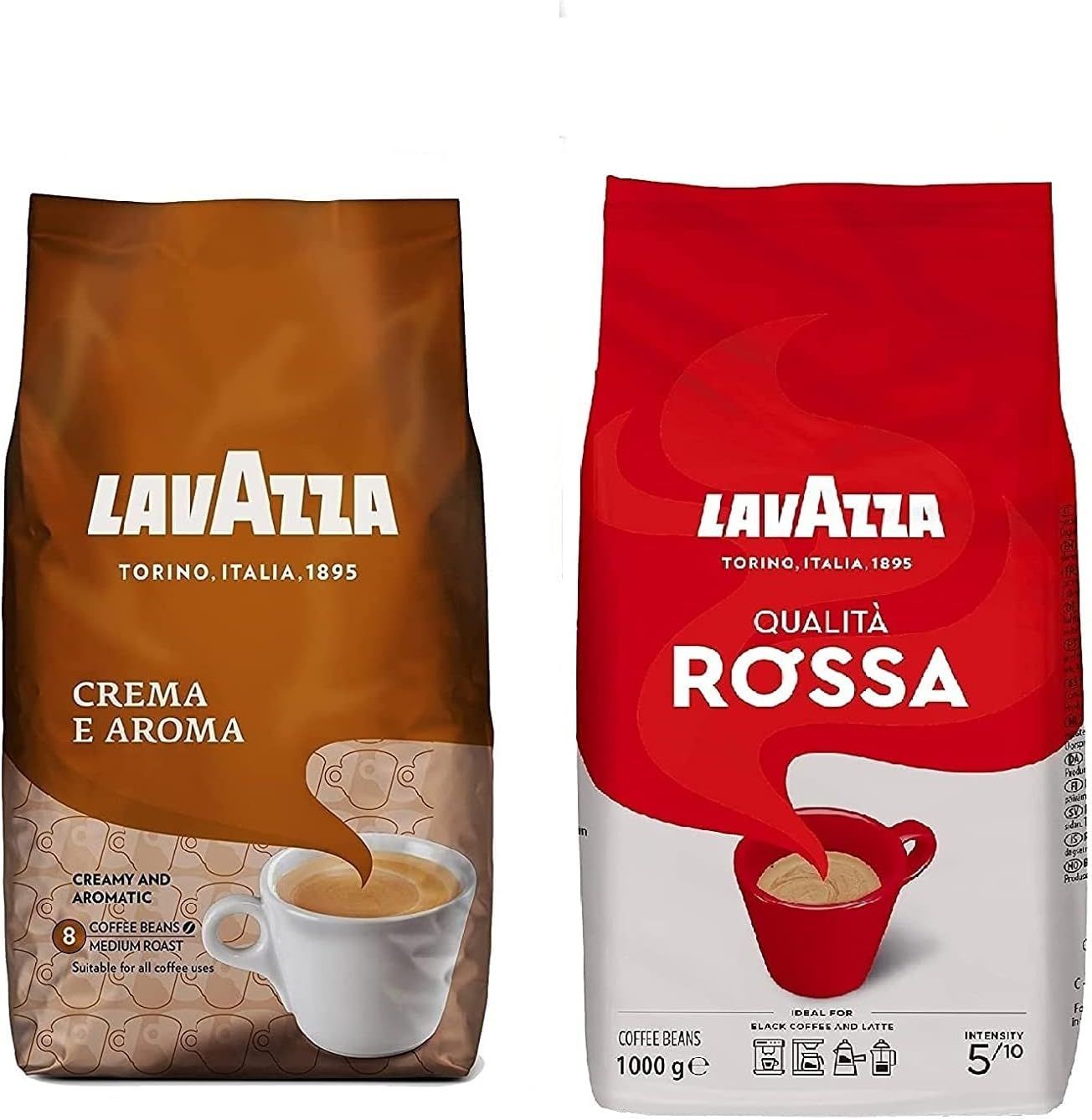 Lavazza 1 x Crema E Aroma 1 kg &amp; Lavazza Qualita Rossa Coffee Beans 1 kg,