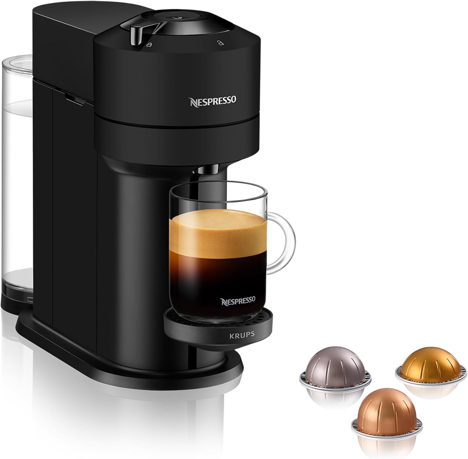 Nespresso Vertuo Next Automatic Pod coffee machine for Americano, Decaf, Espresso by Krups in Matt …