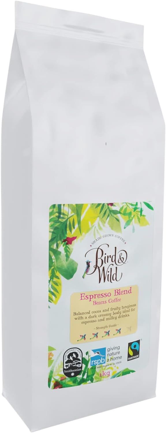 Fairtrade Organic Coffee Beans 1kg - Strong Medium Dark Roast Espresso - Shade Grown Bird Friendly …