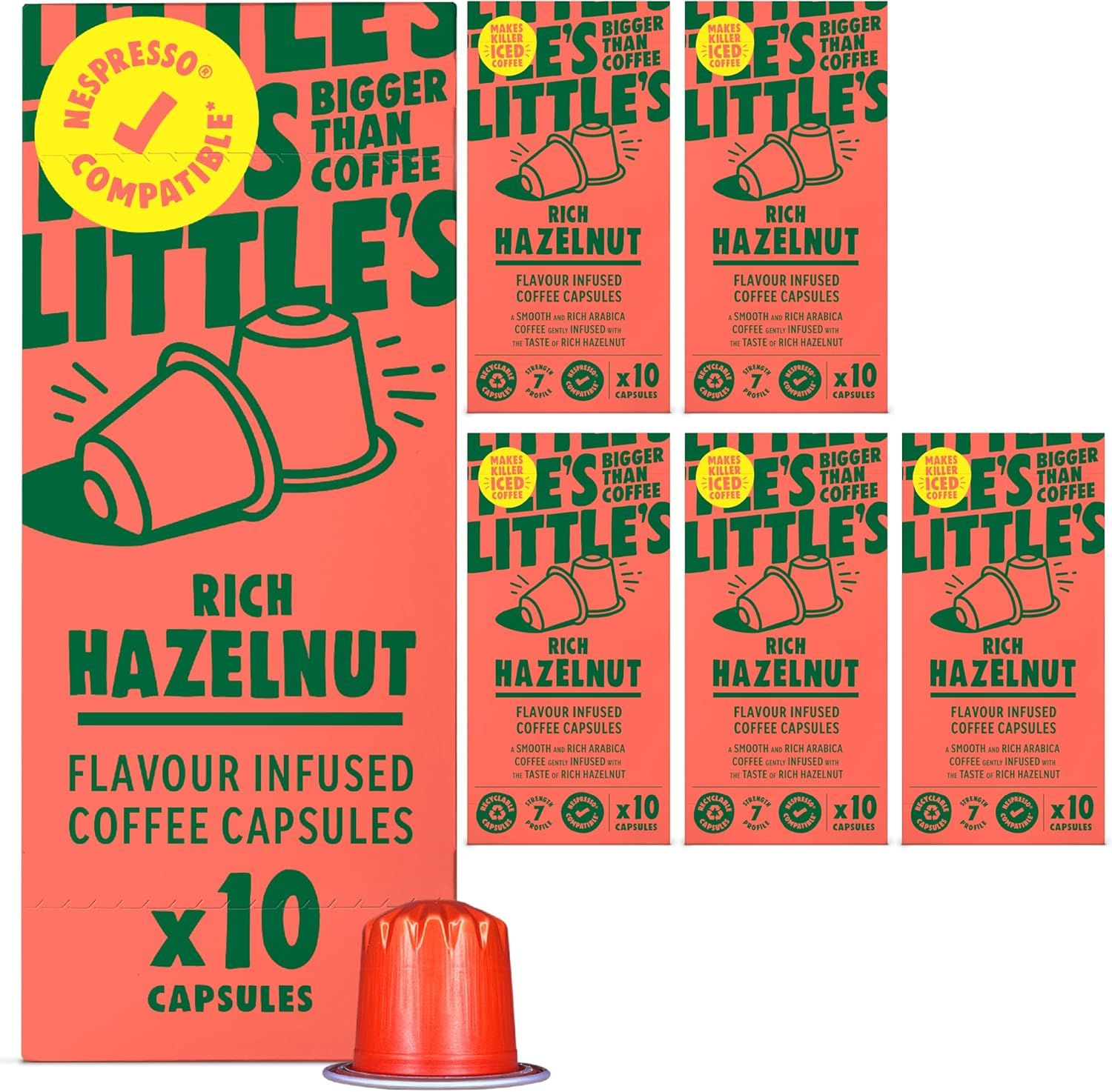 Little's Rich Hazelnut Flavour Coffee Capsules Compatible With Nespresso, 10 x 6 pack (60 Capsules)…