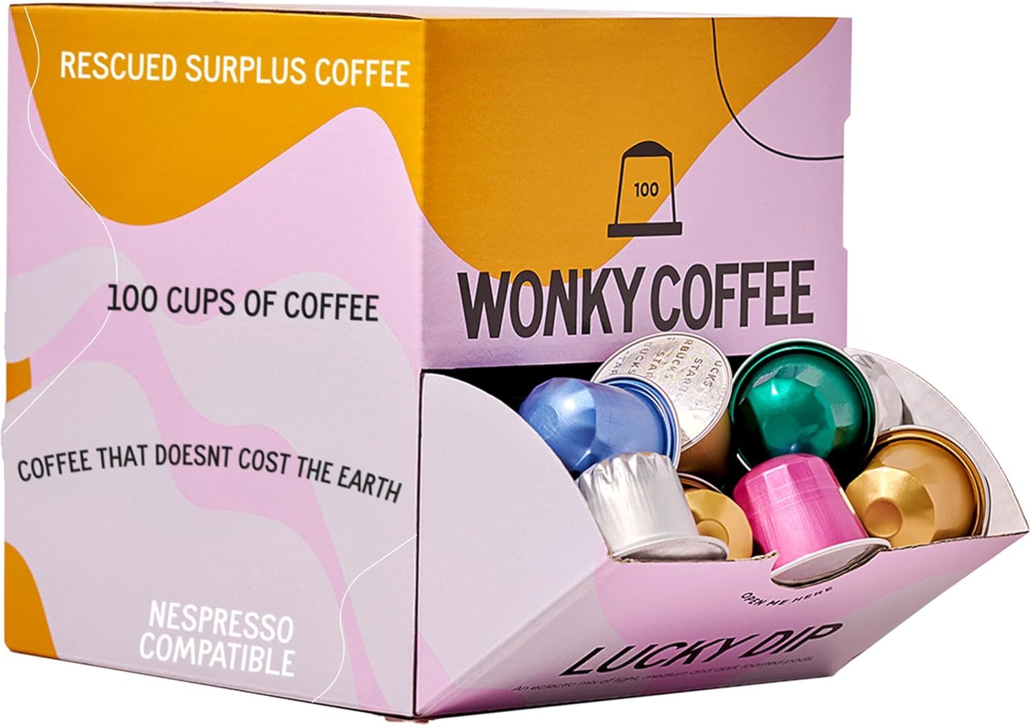 Wonky Coffee Lucky Dip - 100 Pods Compatible with Nespresso Coffee Machines Made of Rescued Surplus…