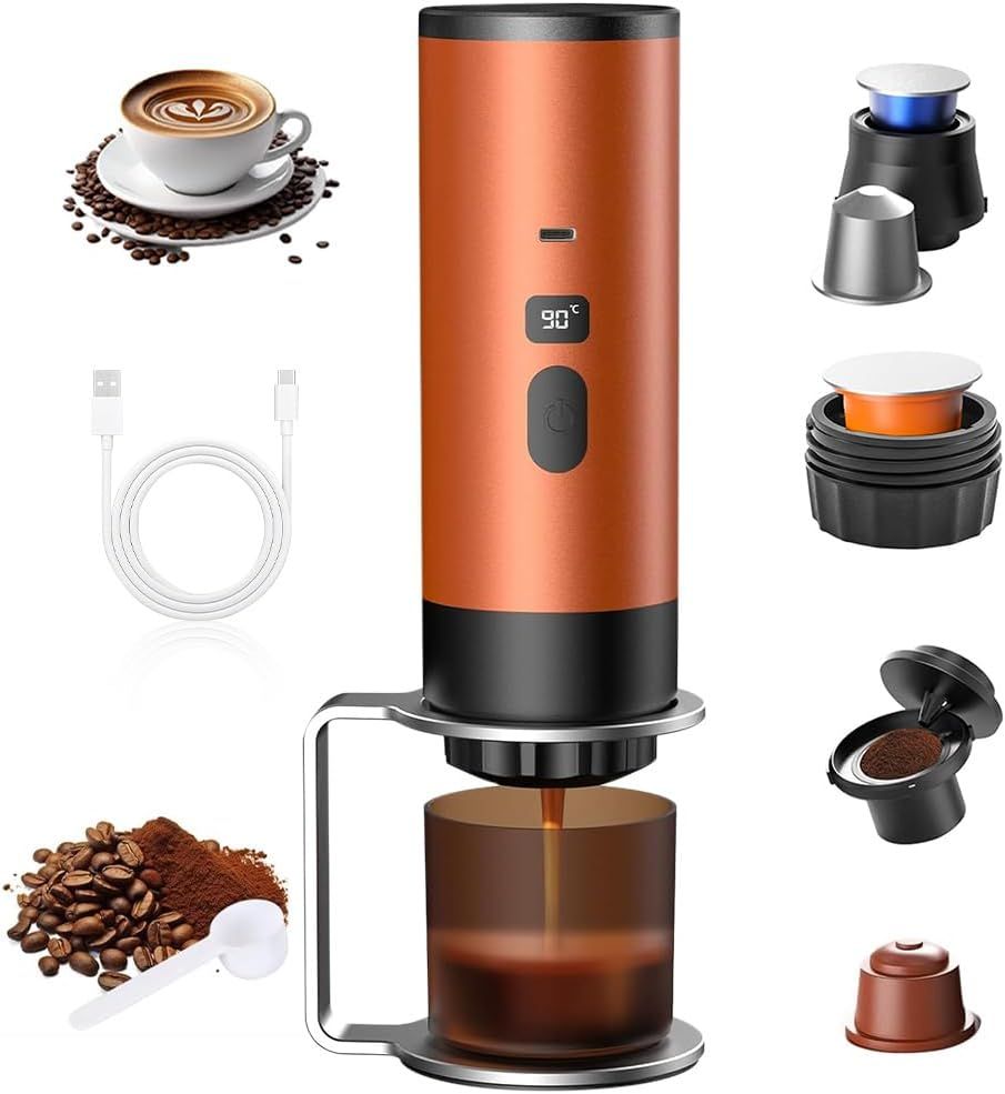 3-In-1 Electric Portable Coffee Maker, 20Bar Self Heating Espresso Coffee Machine USB Rechargeable,…