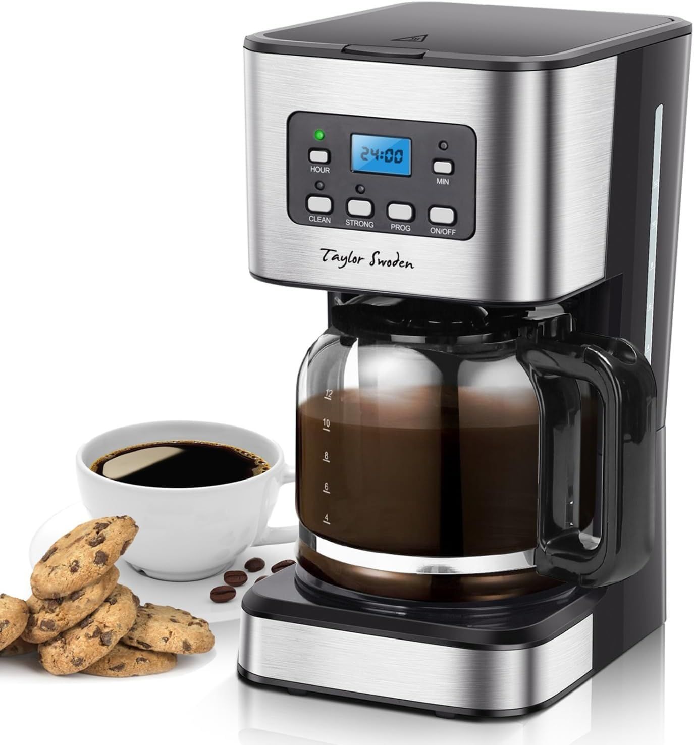 Taylor Swoden Filter Coffee Machine, Drip Coffee Maker with Programmable 24hr Timer, Keep Warm &amp; An…