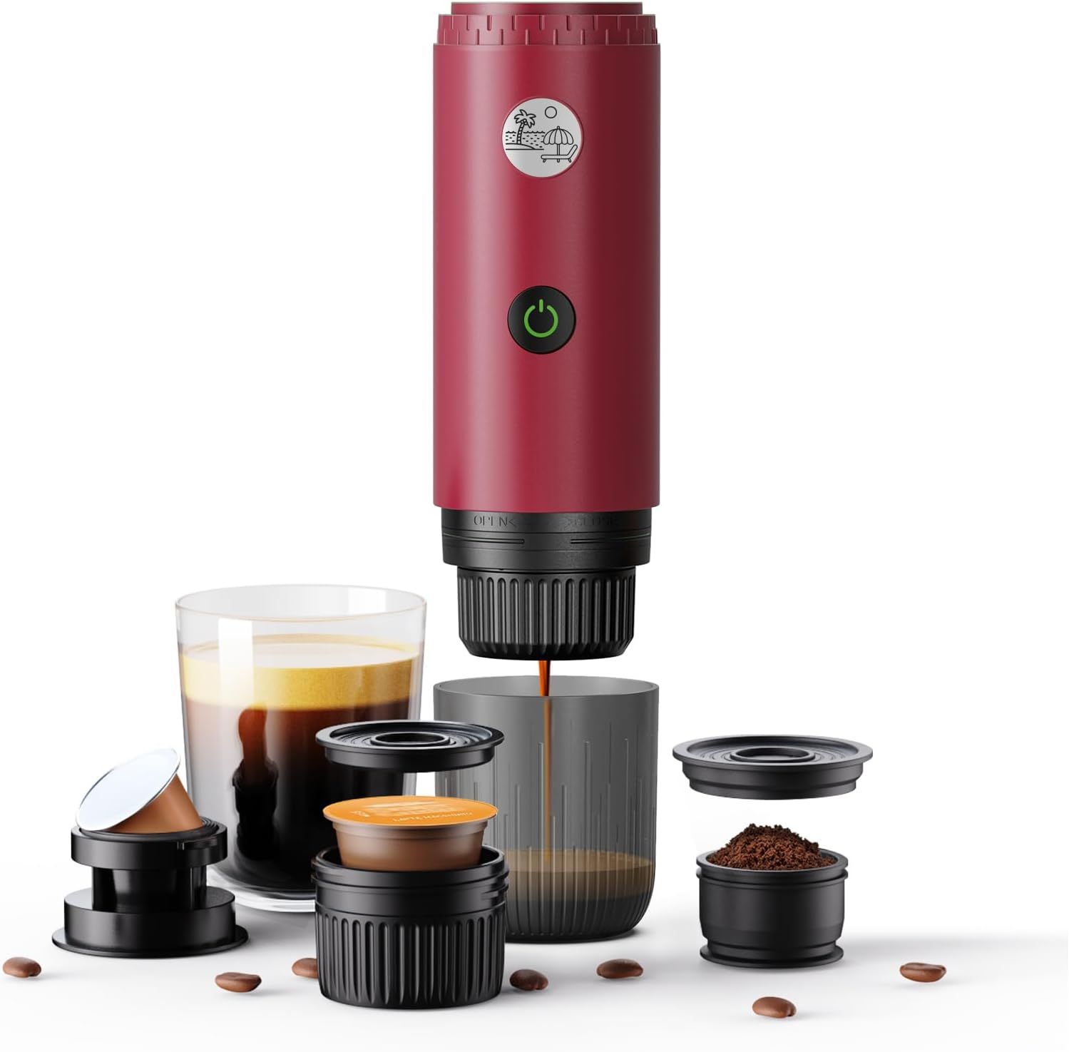 Portable Coffee Machine 3-in-1, Portable 19-bar Espresso Machine 12V with Self-heating Compatible w…