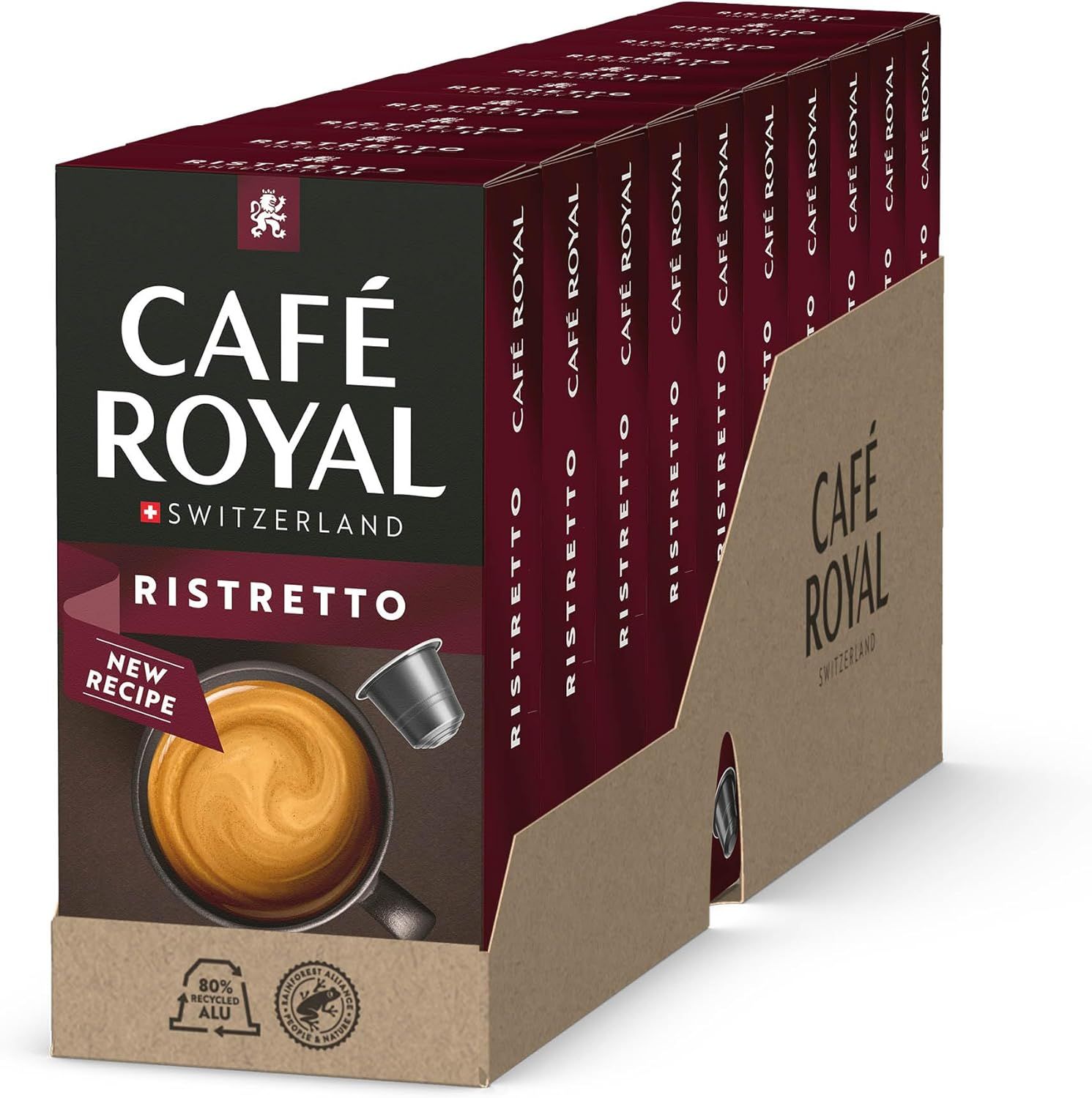 Café Royal, Ristretto, 100 Nespresso (R) Compatible Capsules, 80 Percent Recycled Aluminium, Rainfo…