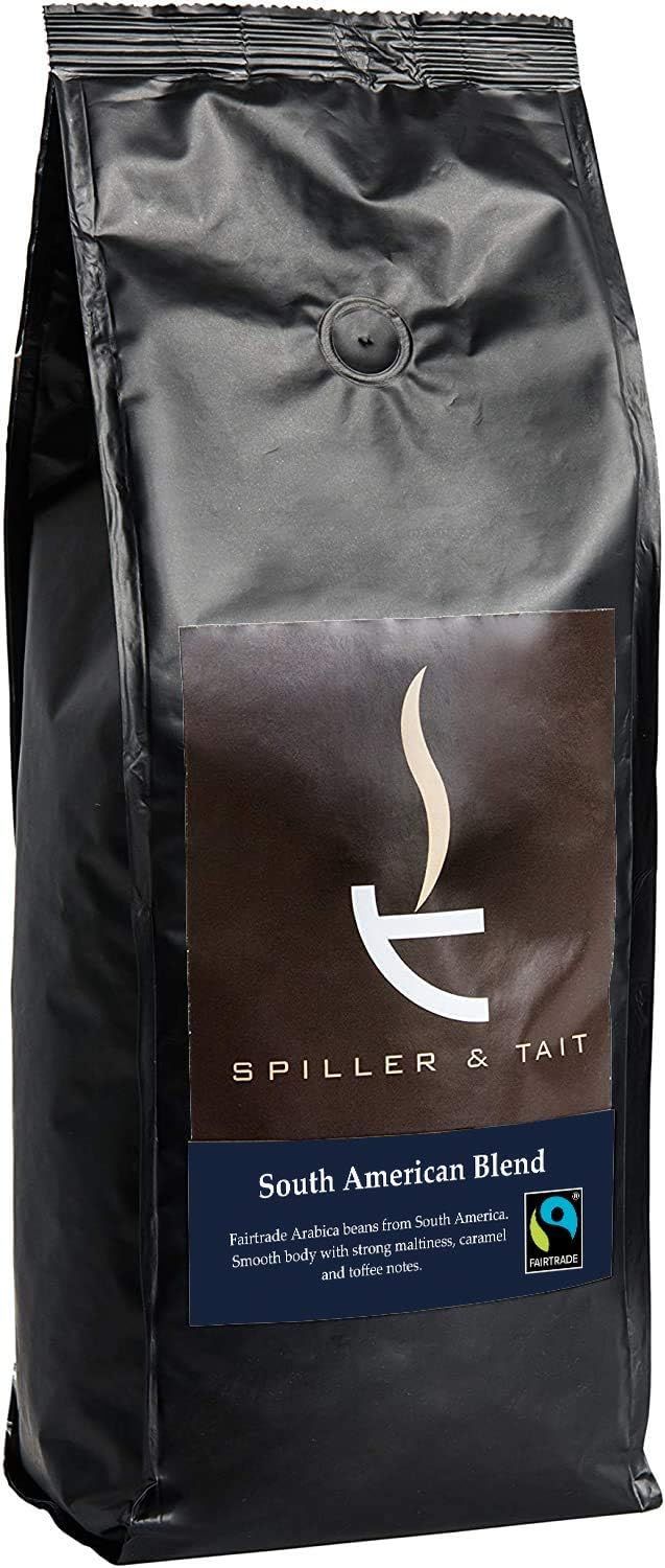Spiller &amp; Tait South American Blend Coffee Beans 1kg - Fairtrade Certified Arabica Coffee Beans Roa…