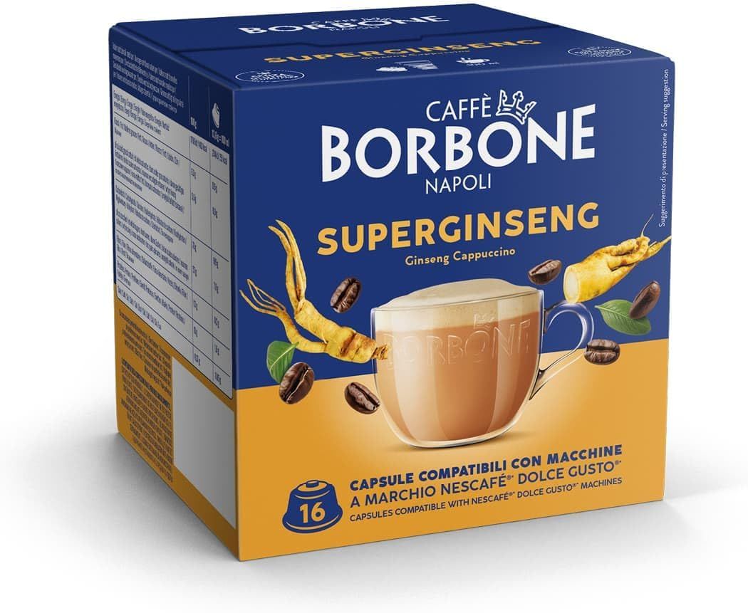 CAFFÈ BORBONE SuperGinseng - Coffee with Ginseng - 64 capsules (4 packs of 16) - Compatible with Ne…