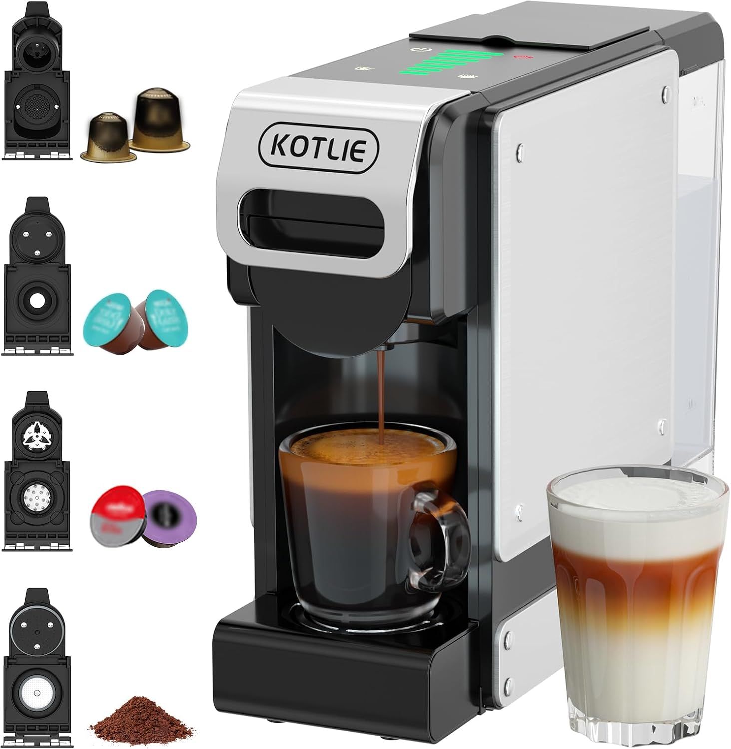 Suitable for Nespresso Original/Dolce Gusto and A MODO MIO coffee capsules and ground coffee 4-in-1…