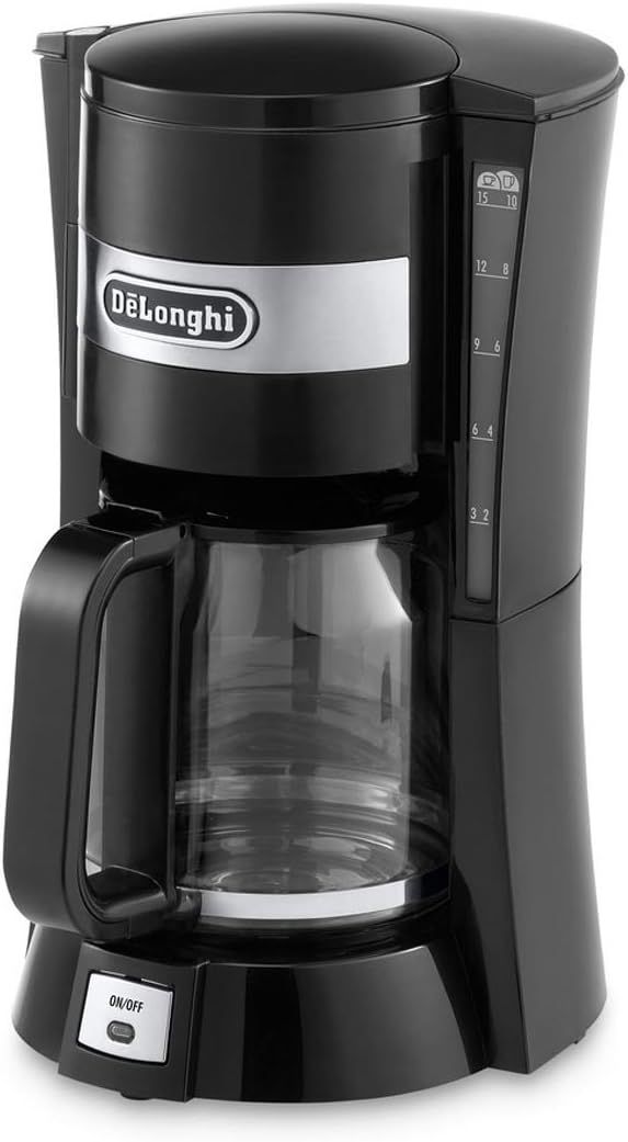 Delonghi ICM15210 1.3 Litre 900 Watts Filter Coffee Maker 10-15 Cup Capacity, Black