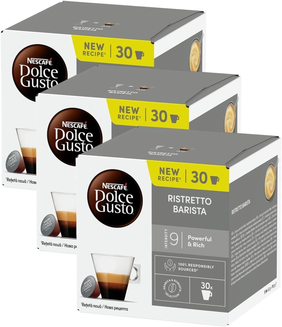 NESCAFÉ DOLCE GUSTO Espresso Ristretto Barista Coffee Pods x30 (Pack of 3, Total 90 Pods)
