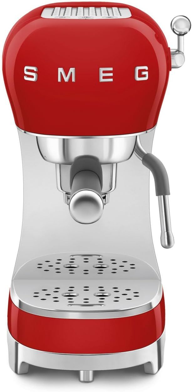 Smeg ECF02RDUK Espresso Coffee Machine with 15 Bar Pump, 1350W, Red