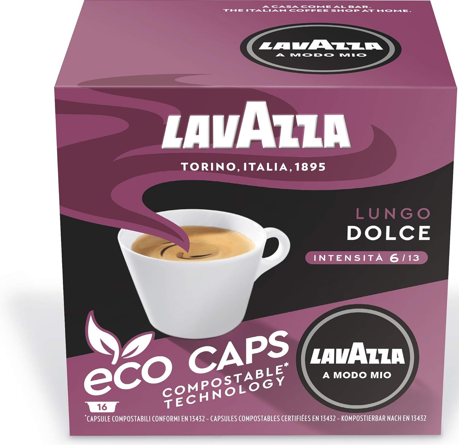 Lavazza A Modo Mio Lungo Dolce Coffee Capsules (5 Packs of 16)