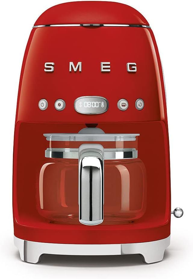 Smeg DCF02RDUK Drip Coffee Machine, Auto-Start Mode, Reuseable Filter, Digital Display, Anti-Drip S…