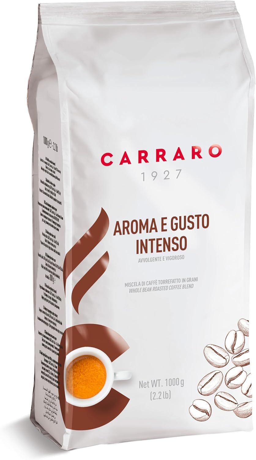 CARRARO 1927 Aroma e Gusto Intenso, 100% Robusta Dark Roast Whole Coffee Beans 1kg - Strong Coffee …