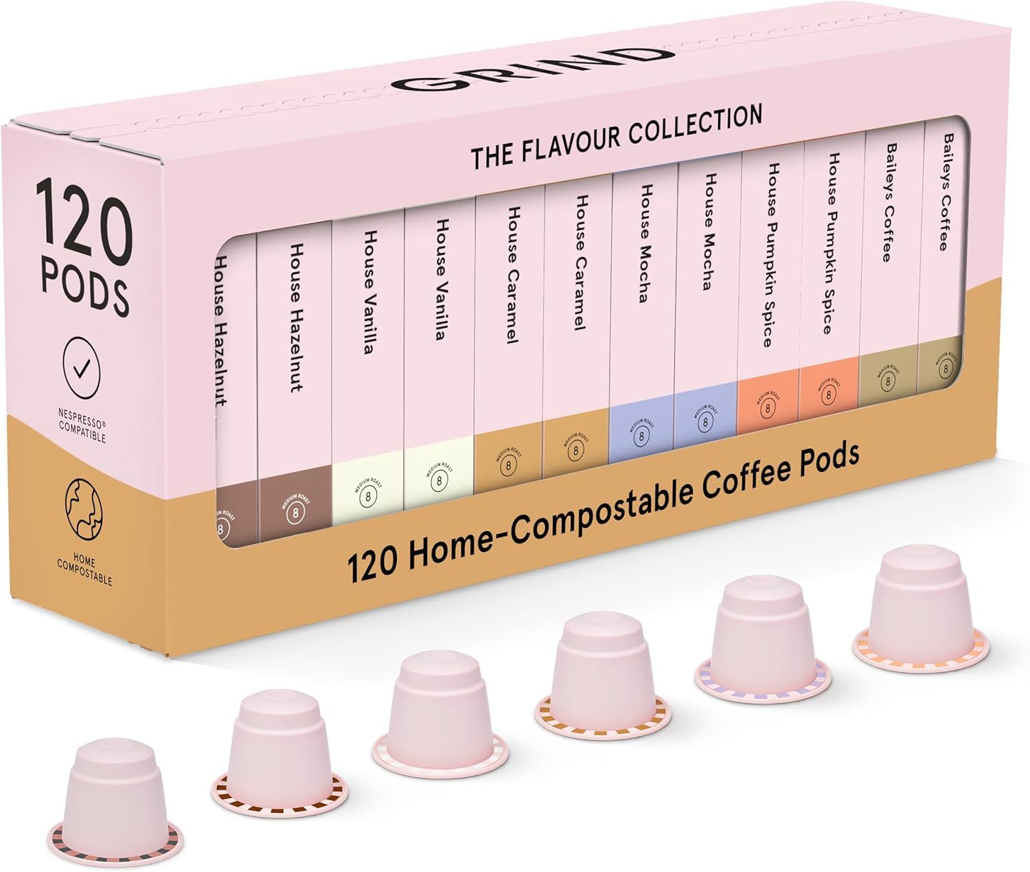 Grind Flavour Pod Collection – 120 Biodegradable Coffee Pods – Amazon Baileys® Exclusive – Compatib…