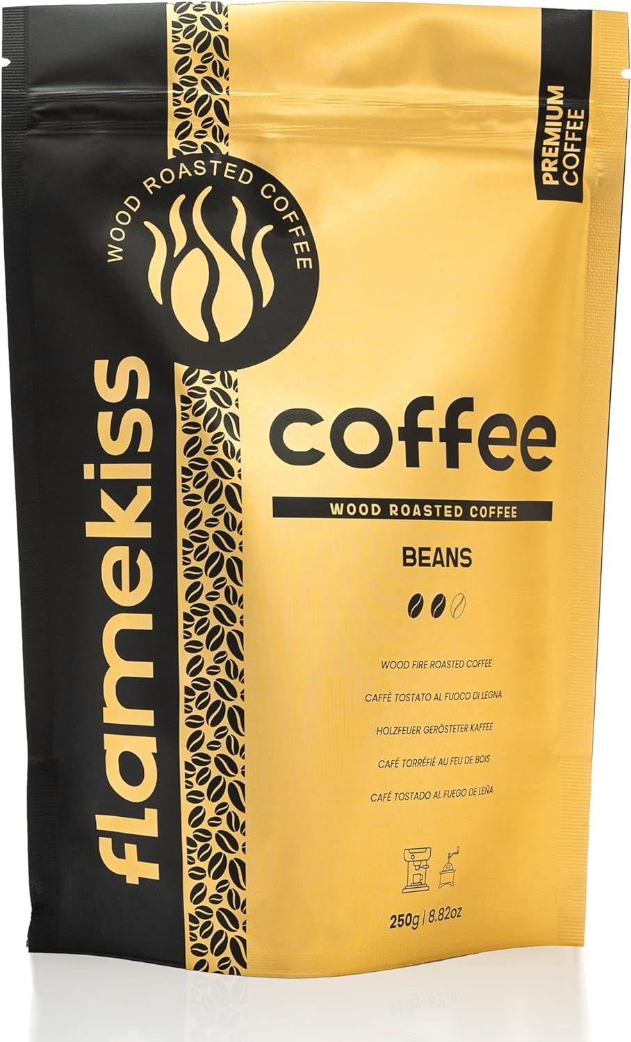 Flamekiss Coffee Beans 250 g - Premium Artisan Wood Fire Roasted Arabica and Robusta Espresso Beans…
