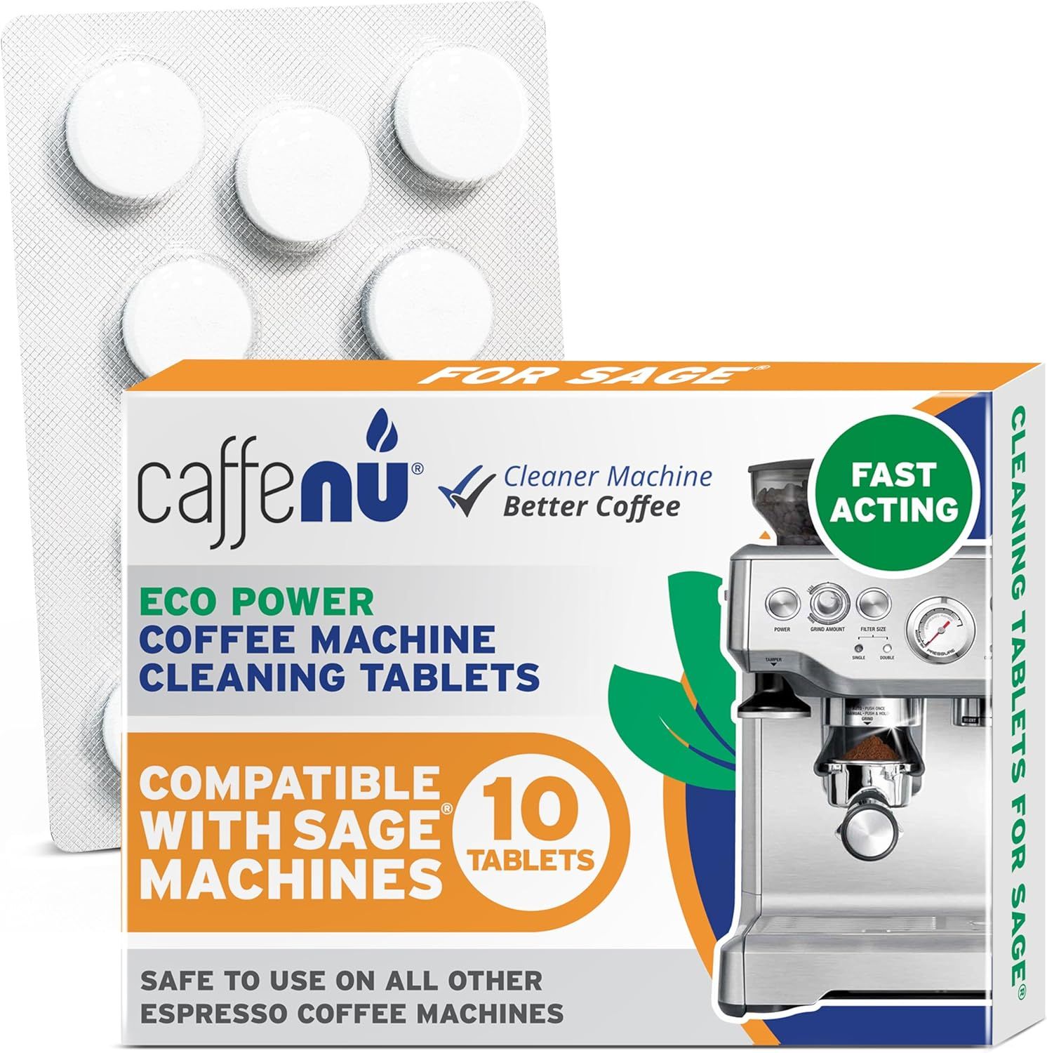 Caffenu Sage &amp; Breville Coffee Machine Cleaning Tablets 10 Pack x 1.4g | Espresso Machine Cleaning …