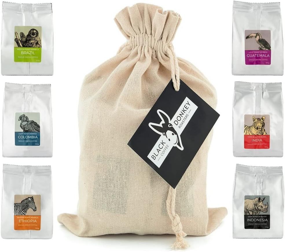 Black Donkey - Gourmet Coffee Beans Gift Set - WORLD'S COFFEES | Whole Roasted Coffee Beans 600g (6…