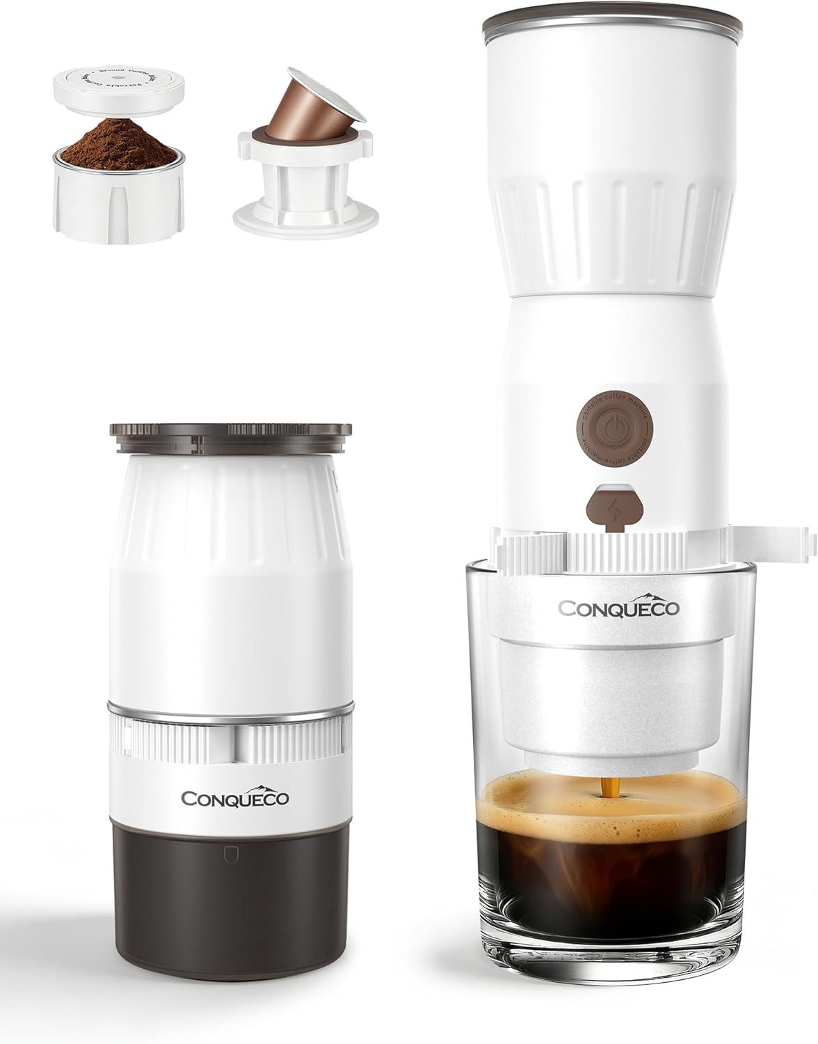 Mini Portable Coffee Maker: 160ml Travel Espresso Machine - Electric Coffee Brewer for Camping - Re…