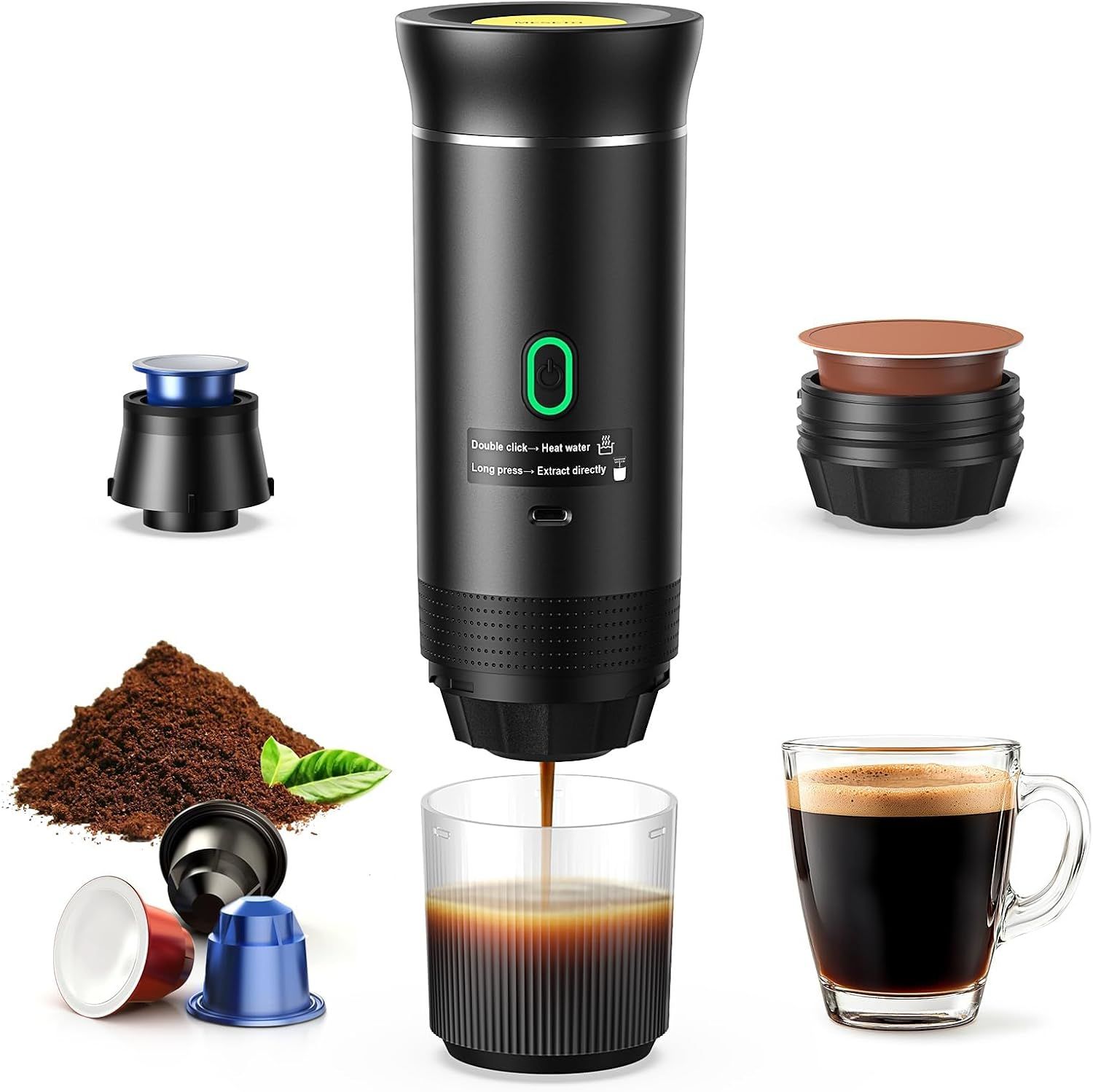 Portable Coffee Maker, Electric Espresso Machine, Travel Espresso Coffee Machine for Camping, Self-…