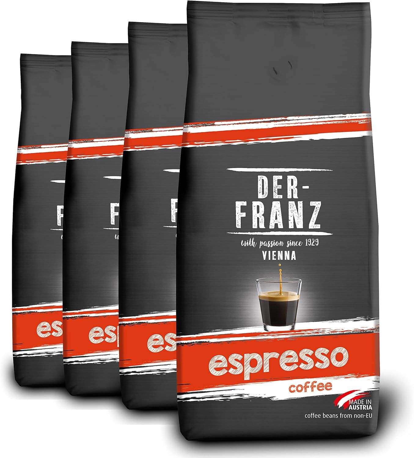 Der-Franz Espresso Coffee, whole bean, 4 x 1000 g