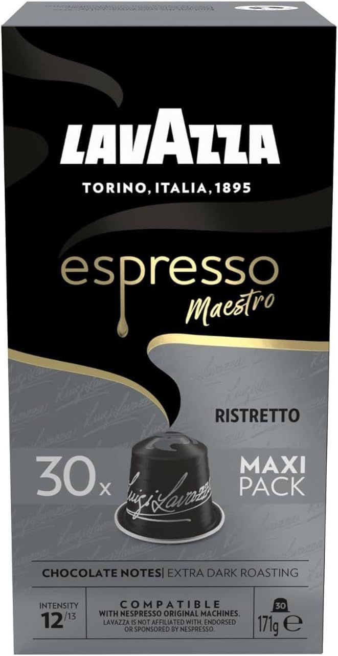 Lavazza, Espresso Maestro Ristretto, 30 Aluminium Capsules Compatible with Nespresso Original Machi…