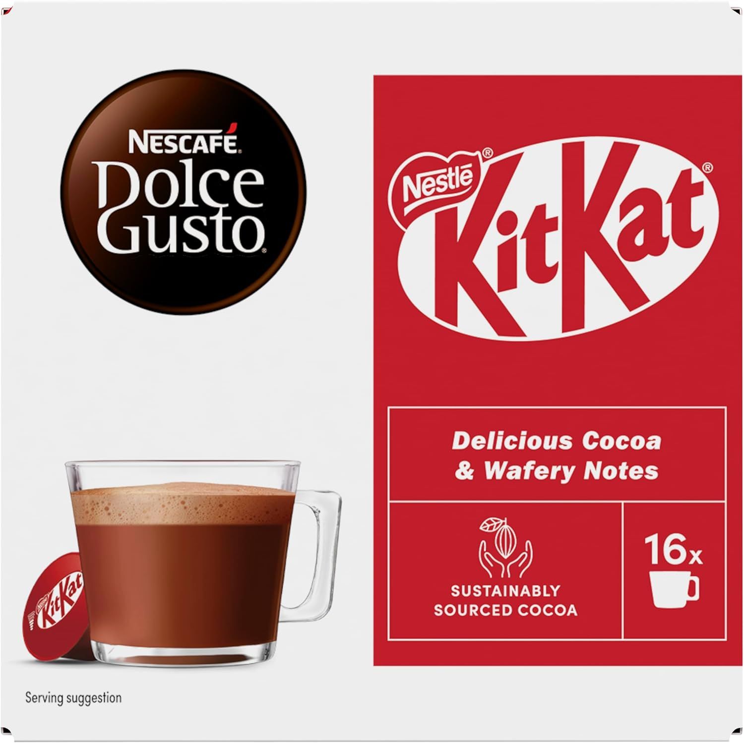 NESCAFÉ DOLCE GUSTO | KitKat | Hot Chocolate | 16 capsules | 3 Packs | 48 Cups