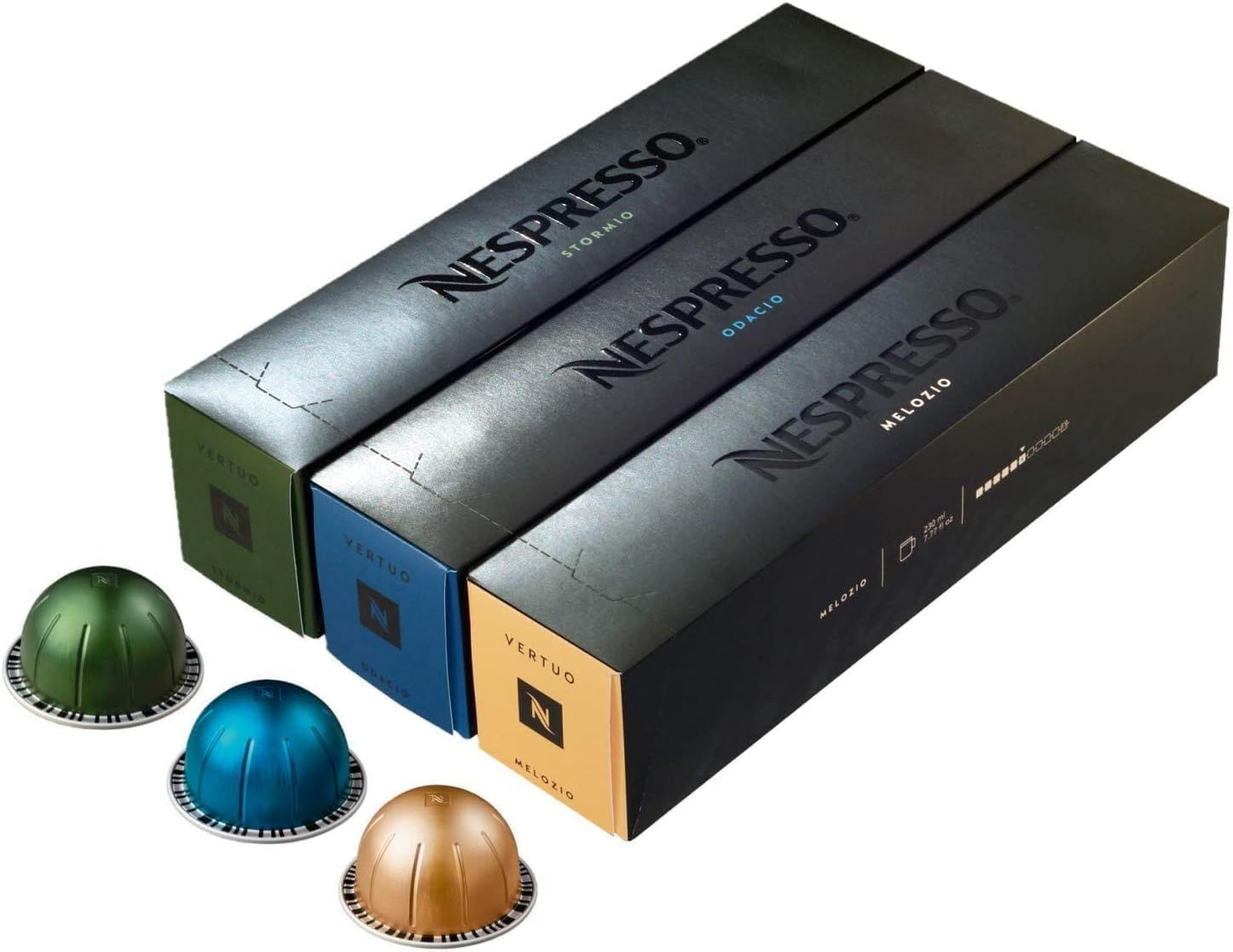 Nespresso Vertuo Coffee Pods, Pack of 30, 10 x Melozio, 10 x Stormio, 10 x Odacio capsules for Nesp…