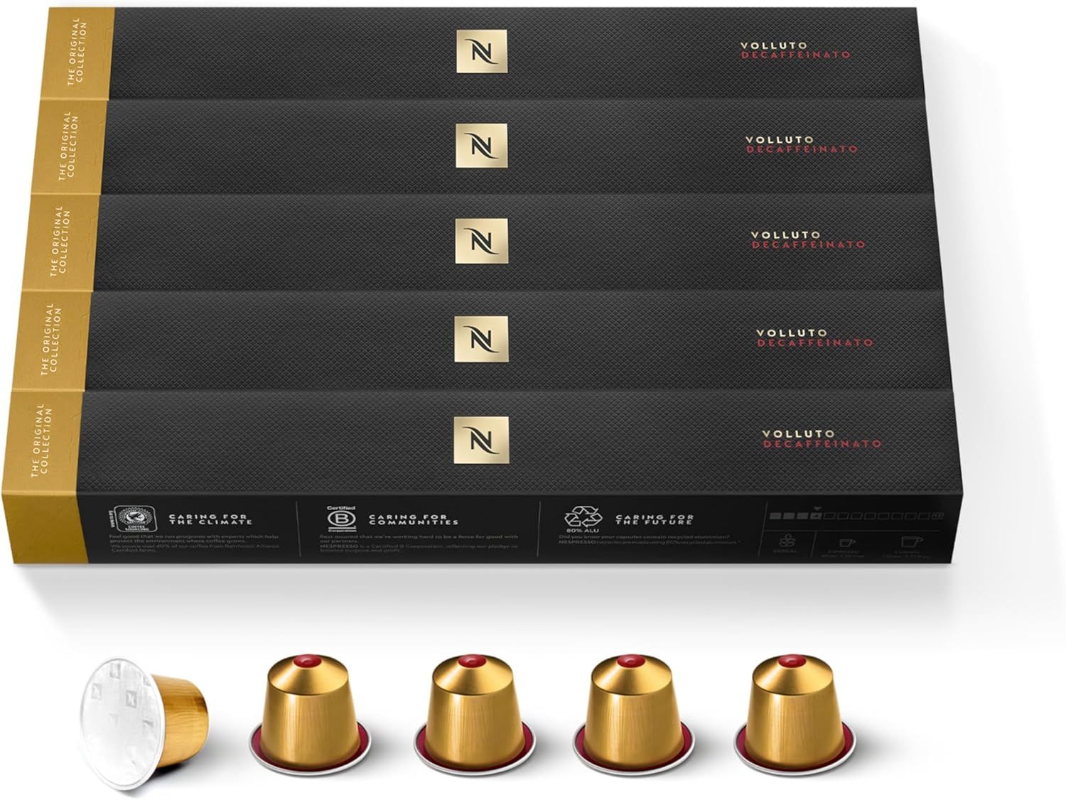 50 Nespresso Volluto Decaffeinato Coffee Capsules