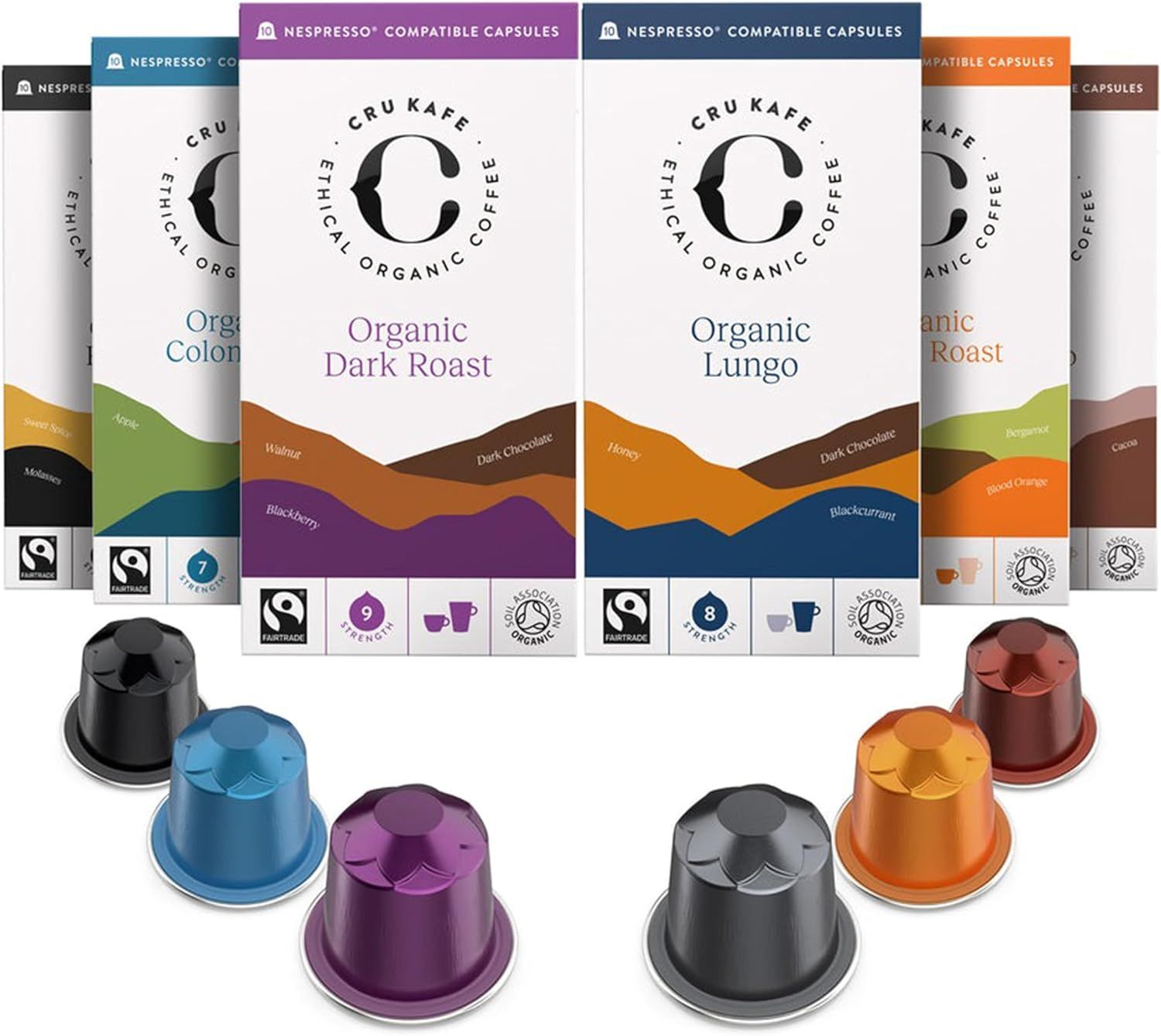 Cru Kafe Organic Coffee Pod Discovery Pack (60 Capsules) Compatible with Nespresso Original Line