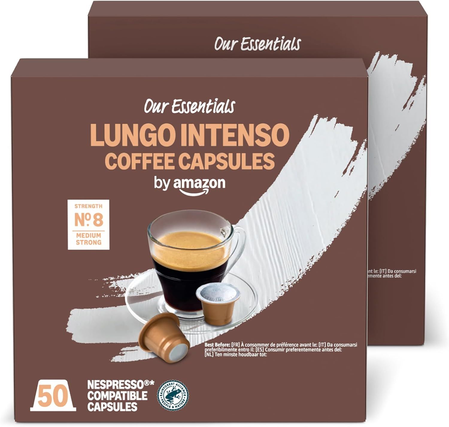 by Amazon Lungo Intenso Nespresso Compatible Plastic Coffee Caplused, Medium Roast, 100 Count (2 Pa…