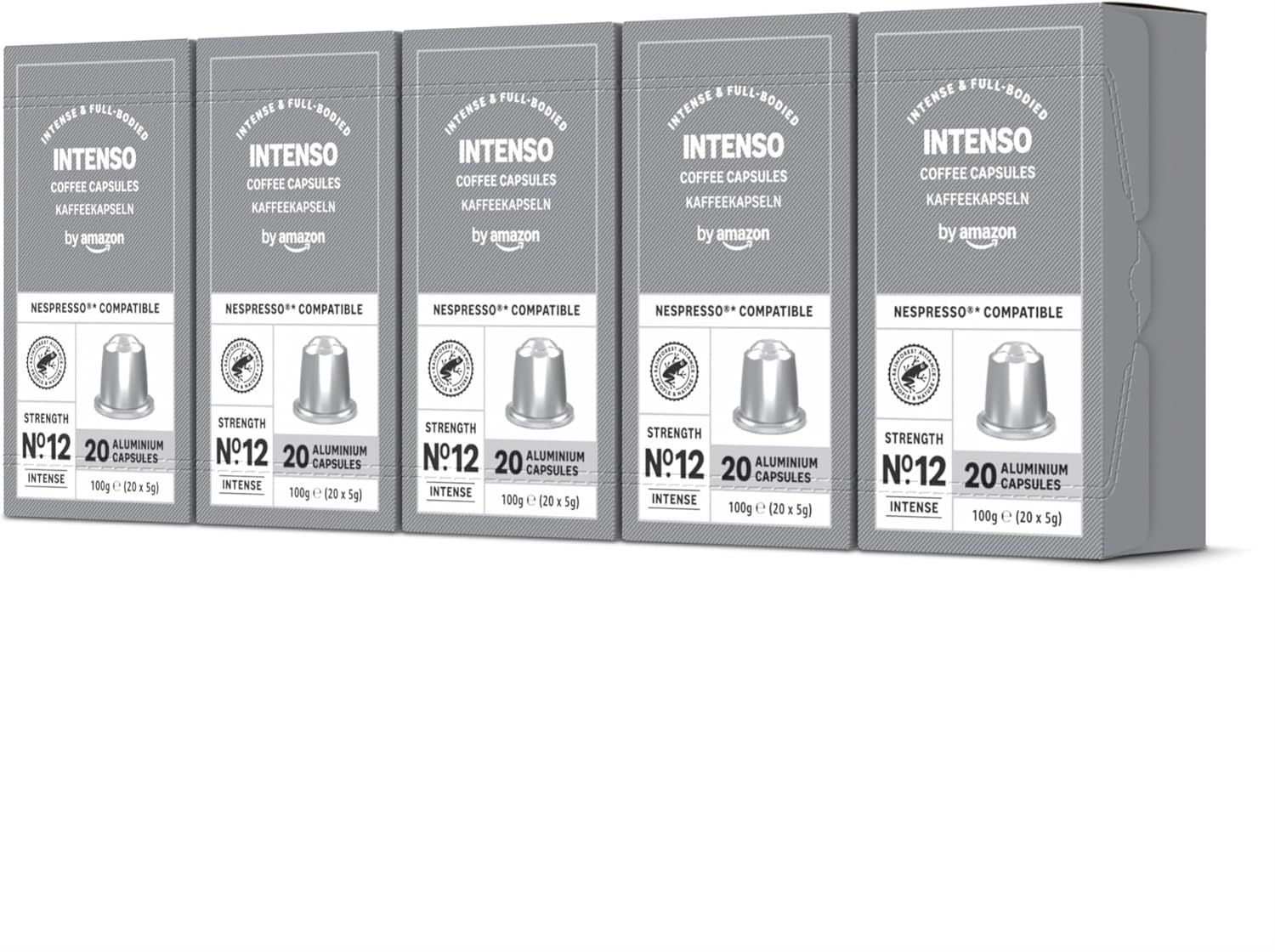 by Amazon Intenso Aluminium Coffee Pods Compatible with Nespresso, Dark Roast, 100 Count (5 Packs o…
