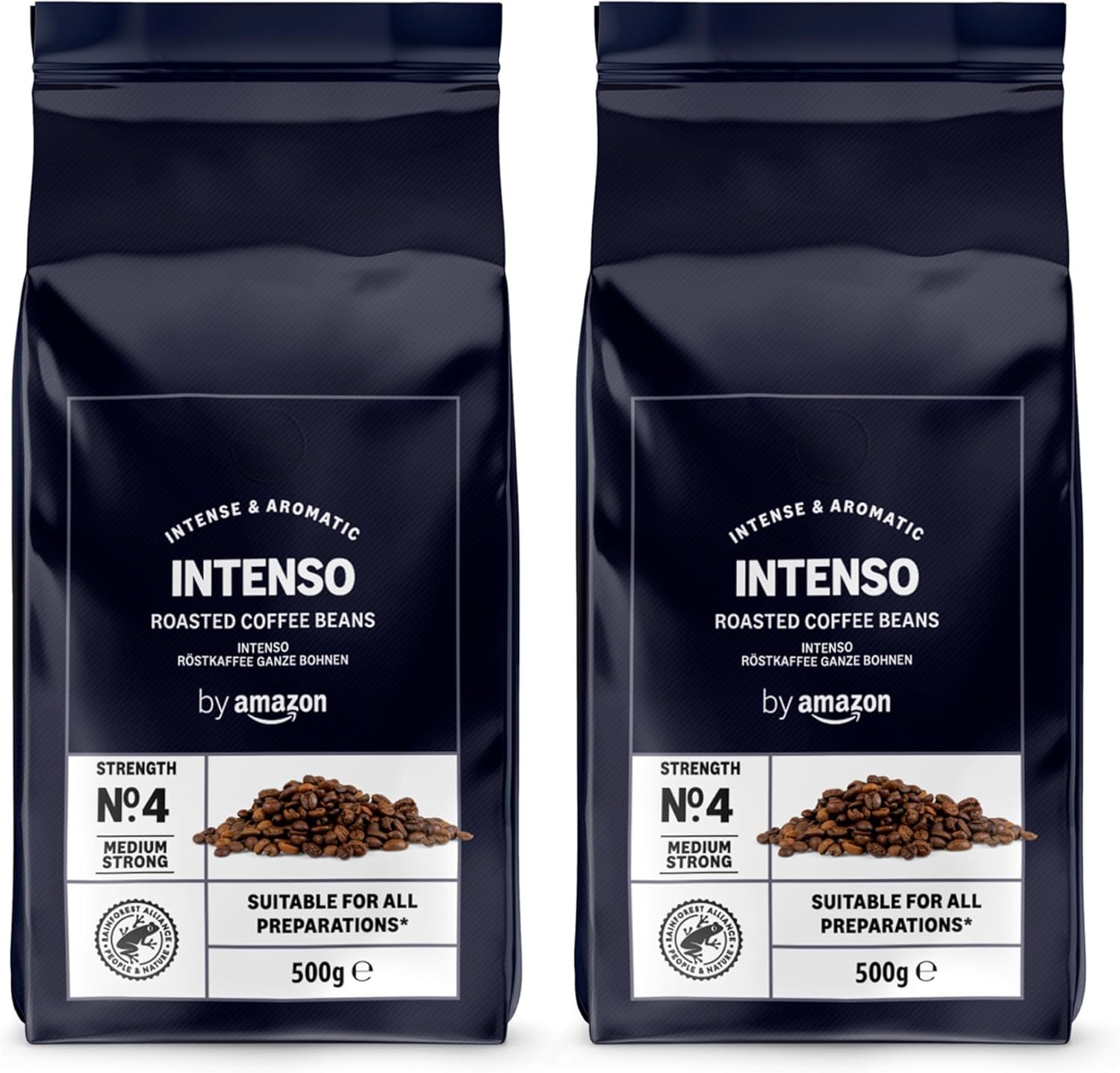 by Amazon Intenso Coffee Beans, light roast, 1kg (2 packs of 500 gms) - Rainforest Alliance Certifi…