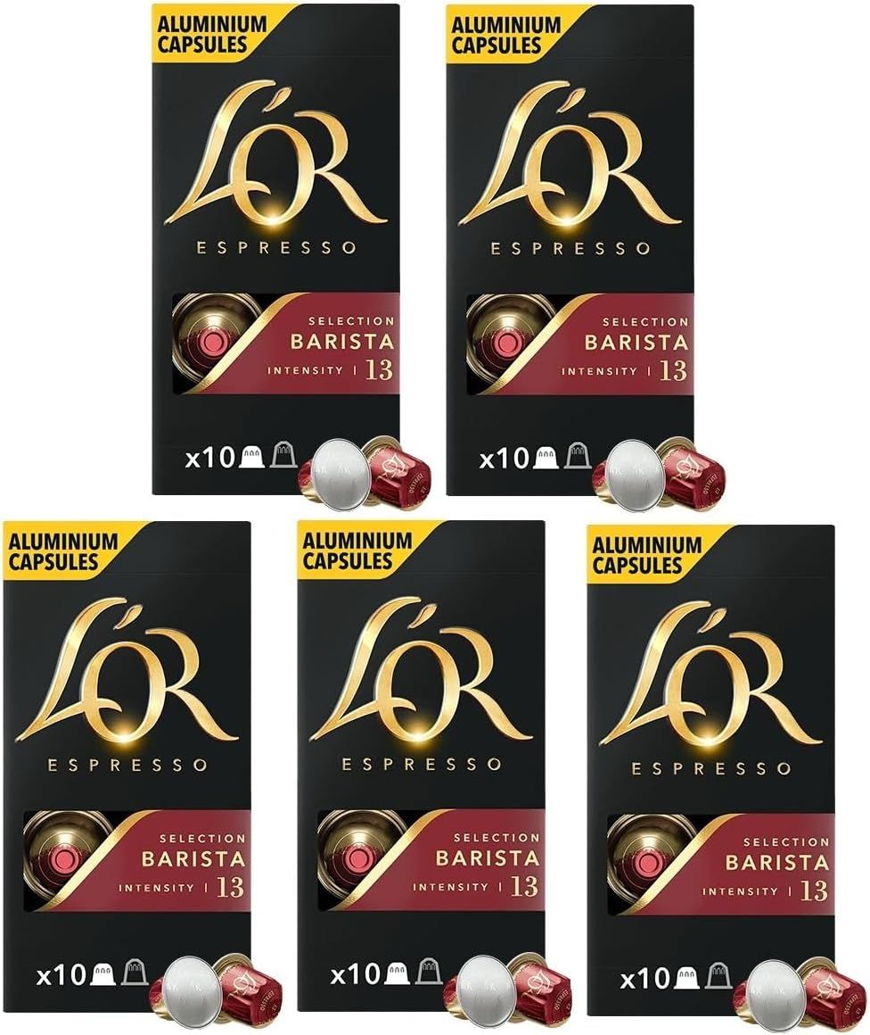 L'OR Barista Selection Nespresso Compatible Aluminum Coffee Capsules x10 (Pack of 5, Total 50 Pods)
