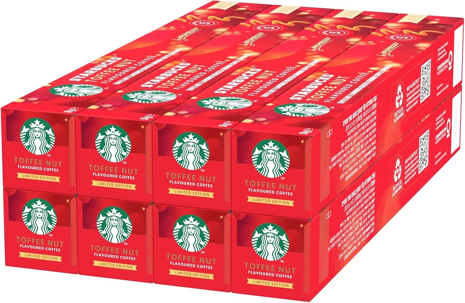 STARBUCKS Toffee Nut Flavoured Coffee by Nespresso, Blonde Roast, Coffee Capsules 8 x 10 (80 Capsul…