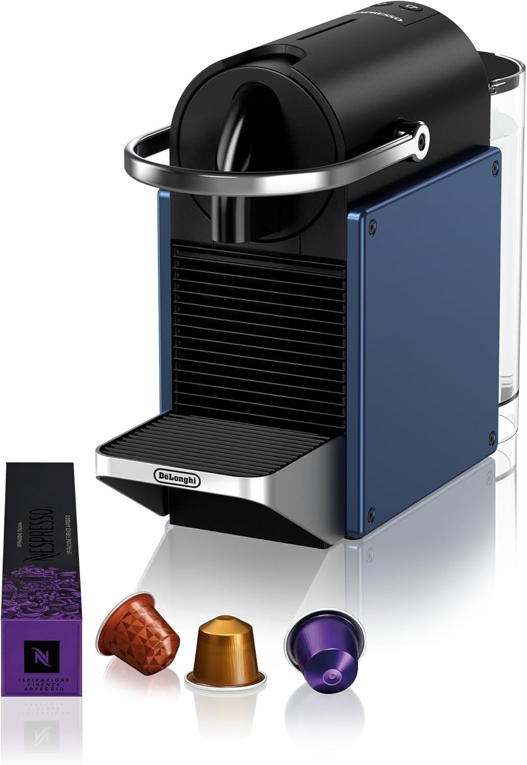 Nespresso De'Longhi Pixie EN127.BL Capsule Coffee Machine with Two Direct Selection Buttons, ECO Mo…