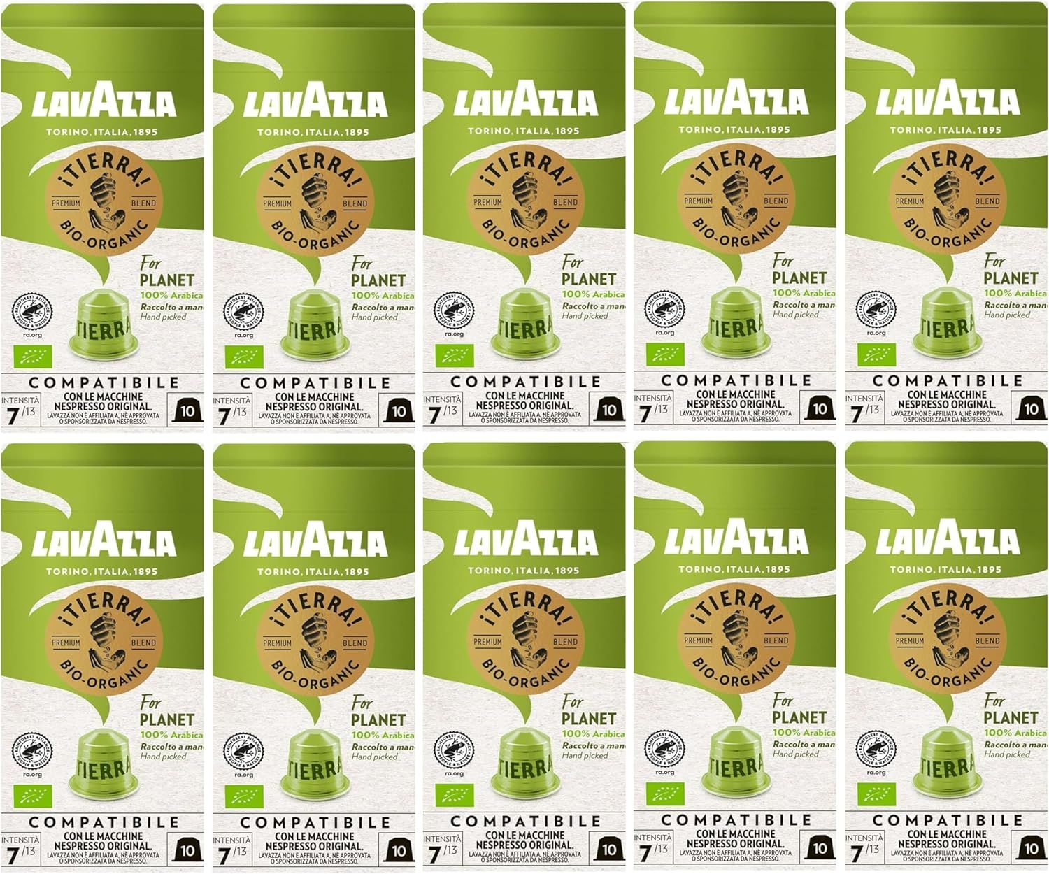 Lavazza Tierra Bio-Organic For Planet Nespresso Compatible Aluminium Coffee Capsules (Pack of 10, T…
