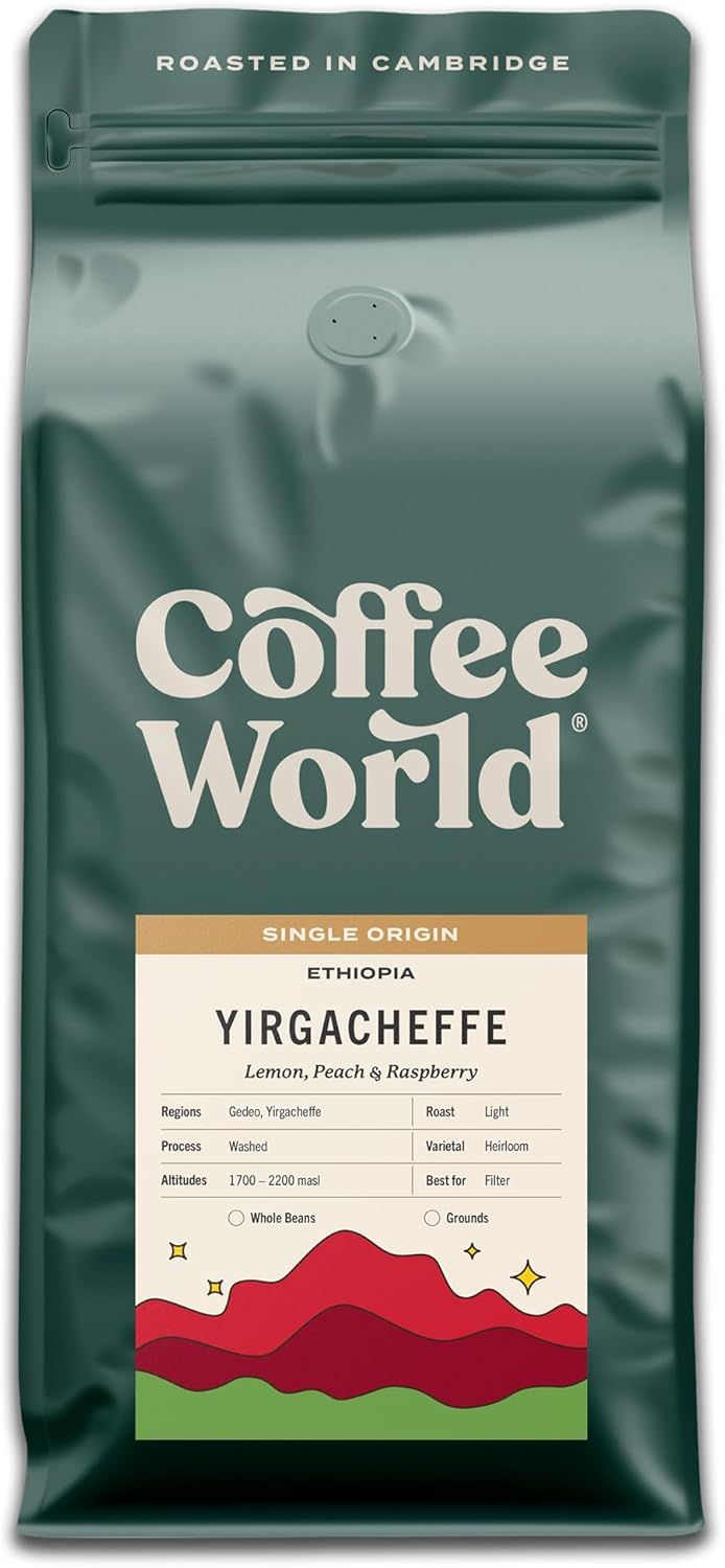 Coffee World, Ethiopia Yirgacheffe Single Origin, Roasted in Cambridge, Whole Coffee Beans, Retail …