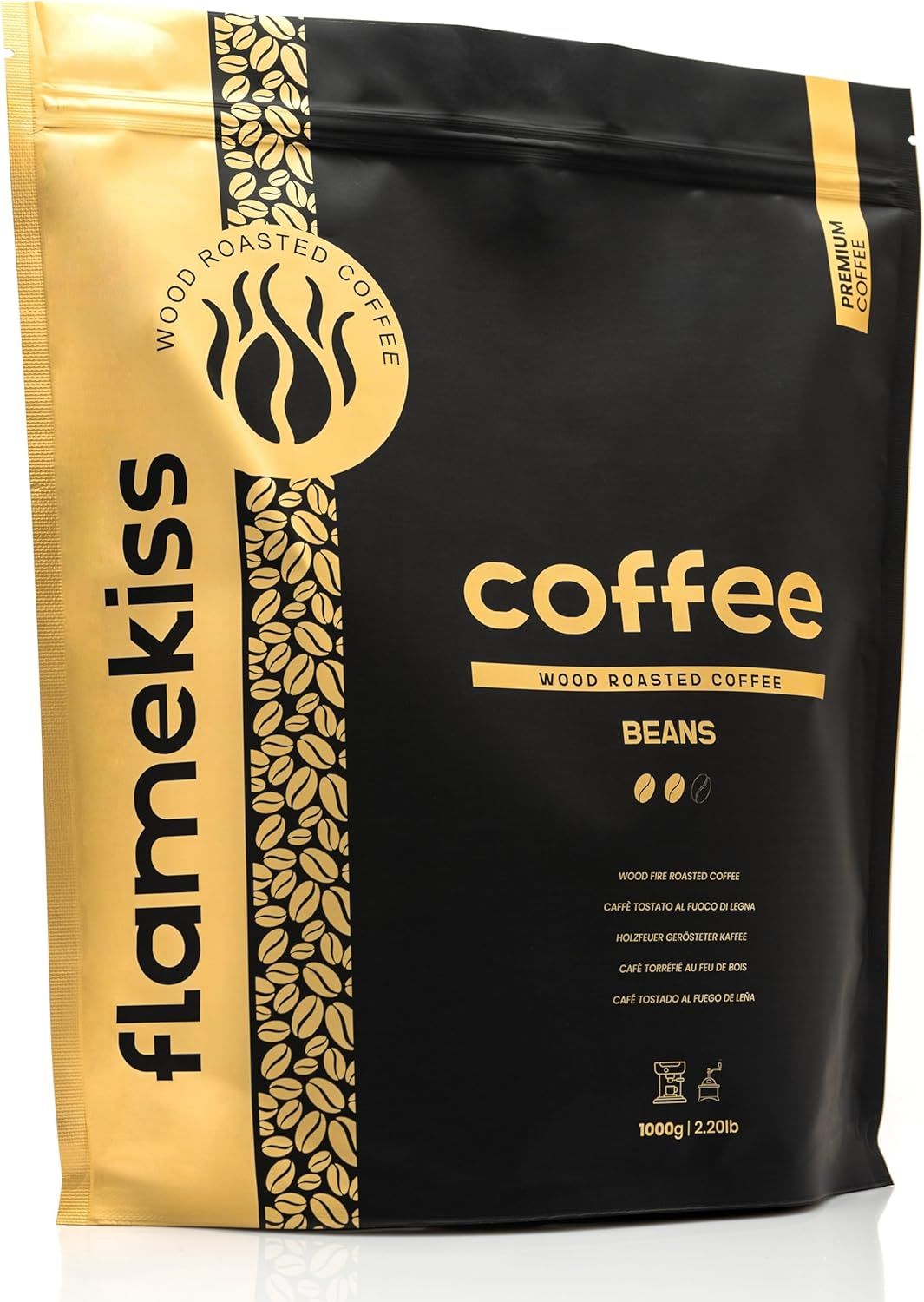 Flamekiss Coffee Beans 1Kg - Premium Artisan Wood Fire Roasted Arabica and Robusta Espresso Beans f…