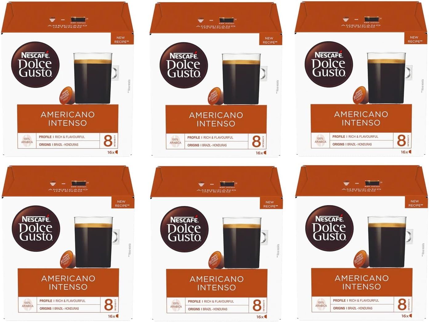 NESCAFÉ DOLCE GUSTO Americano Intenso x16 Coffee Pods (Pack of 6, Total 96 Capsules)