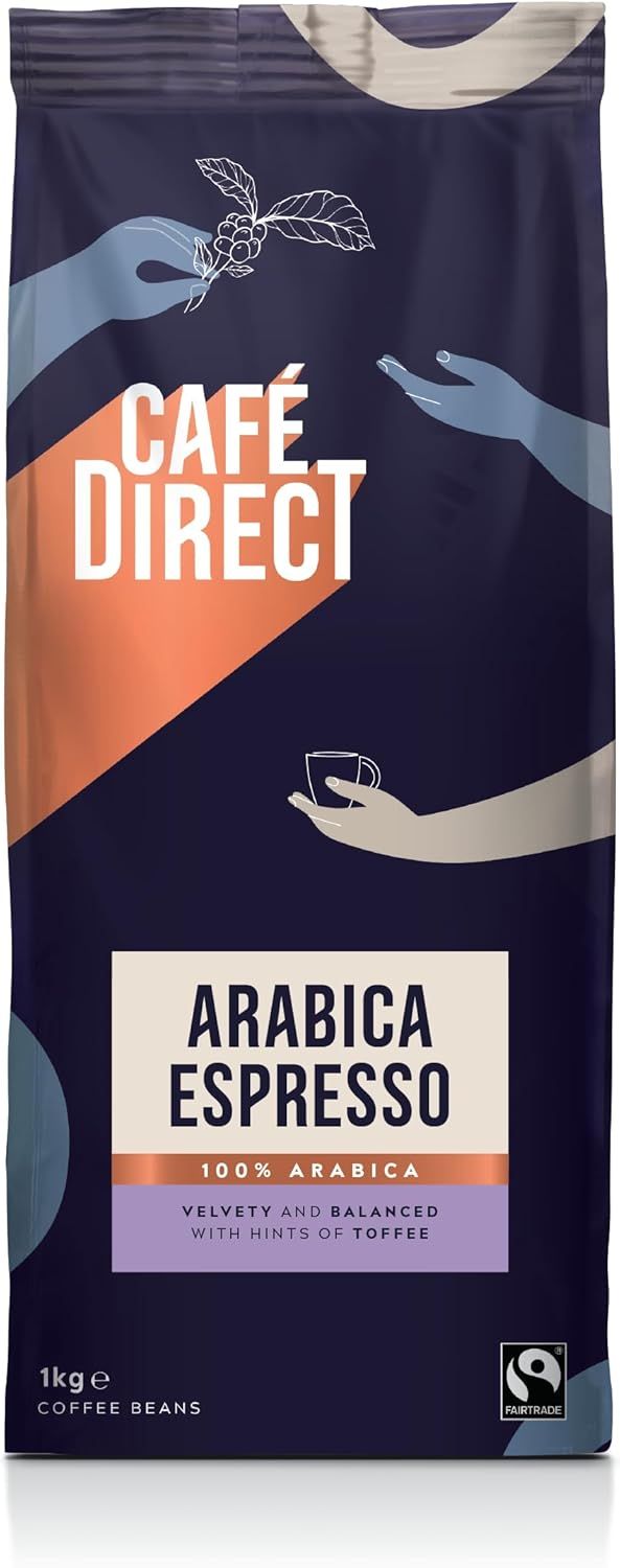 Cafédirect Familia Espresso Coffee Beans 1kg - Fairtrade Arabica Whole Beans Slow-Roasted for a Smo…