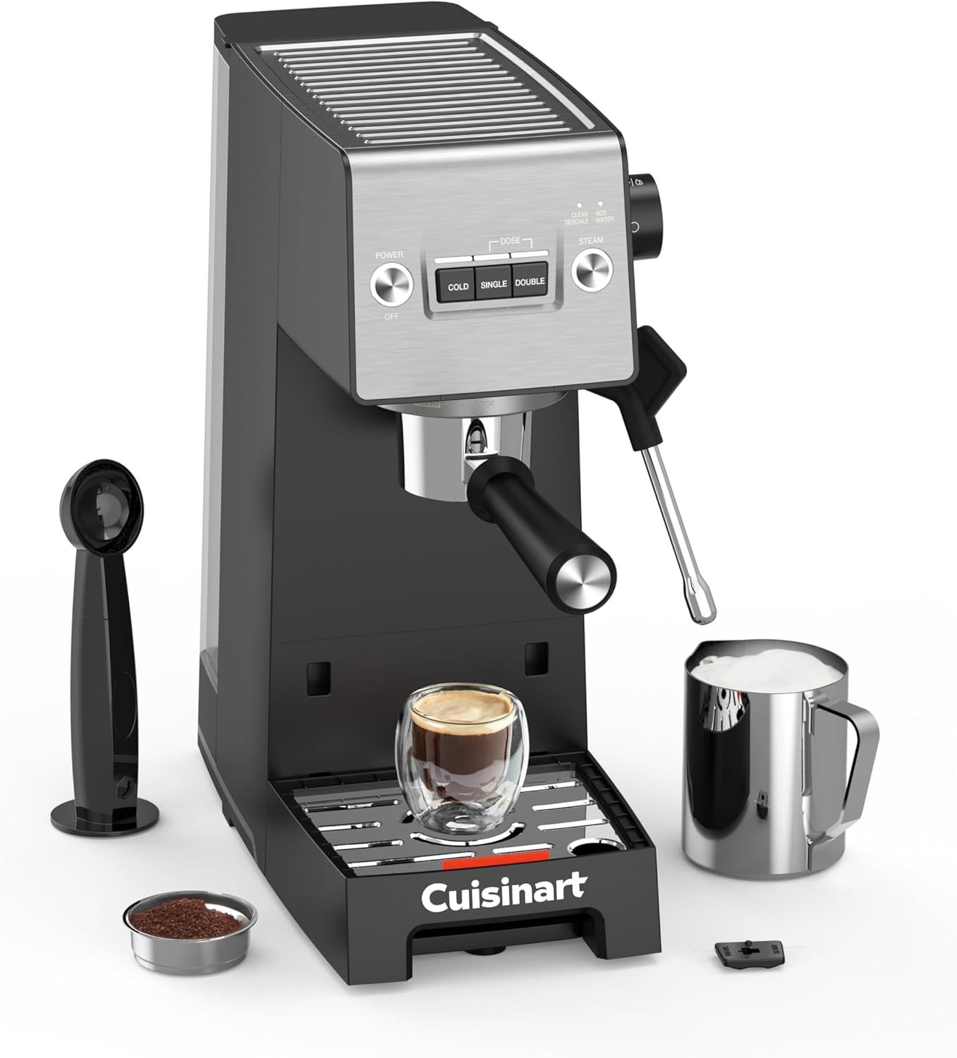 Cuisinart® Slim Espresso Machine | Espresso, Americano, Cold Brew | Integrated milk frother for Lat…