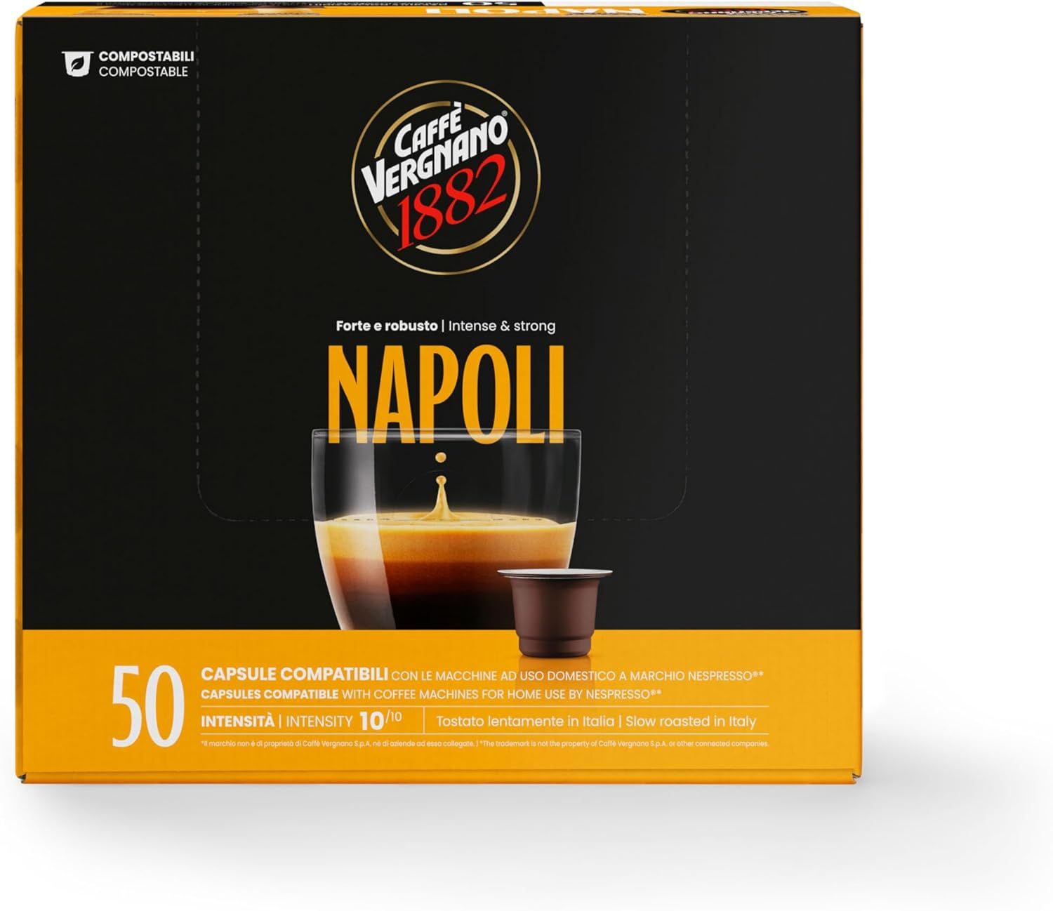 Caffè Vergnano 1882 Èspresso - Compostable Coffee Capsules, Compatible With Nespresso, Napoli - Pac…