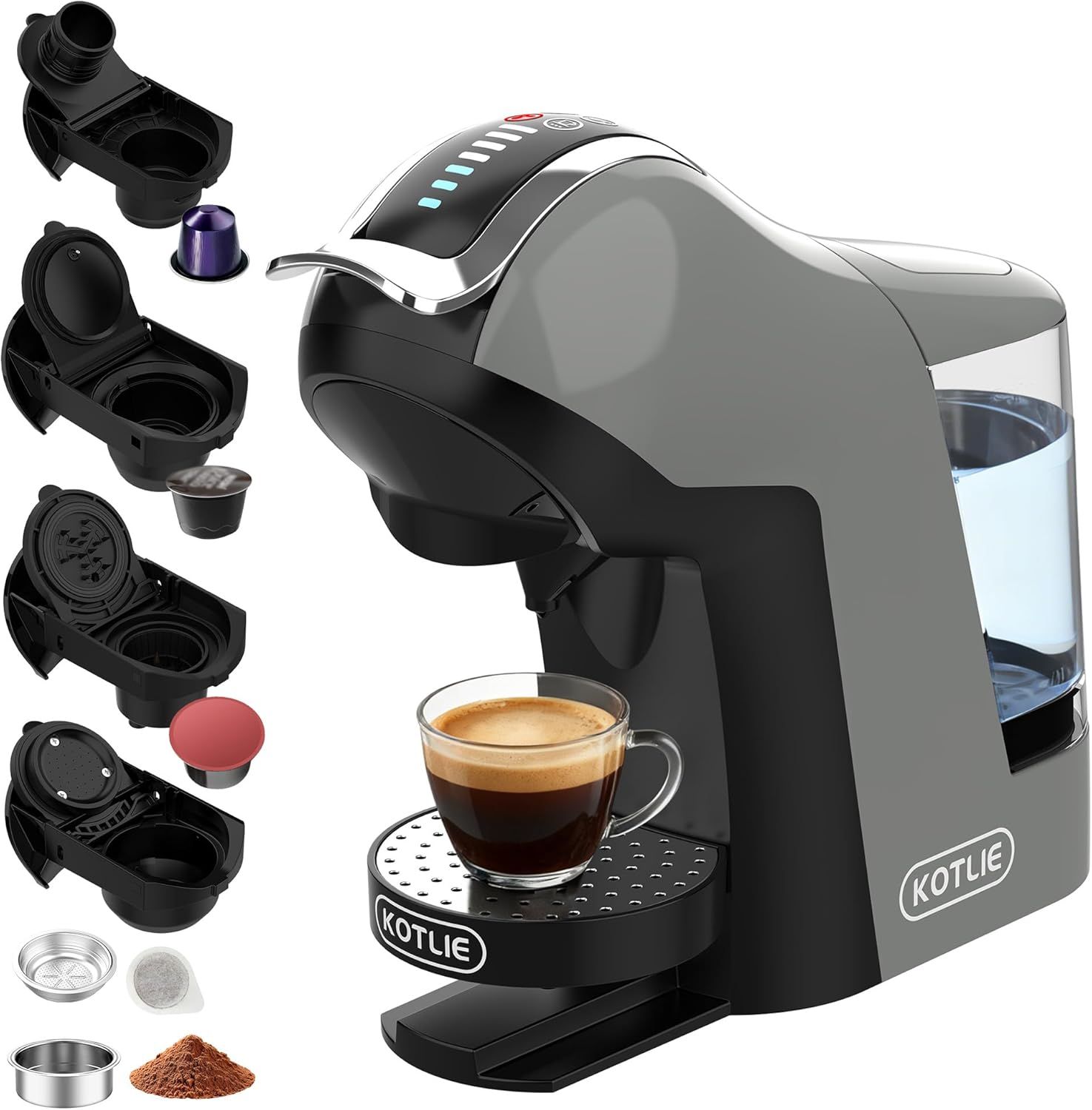 Upgrade 19 Bar 5in1 Espresso Capsule Coffee Machine for Nespresso/Dolce Gusto/LAVAZZA MIO/LOR Coffe…