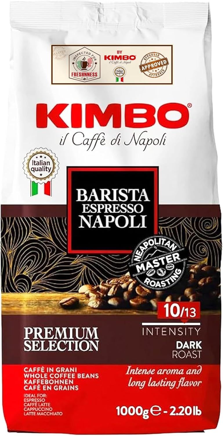 Kimbo Espresso Napoletano Whole Coffee Beans, Dark Roast, 1kg Bag
