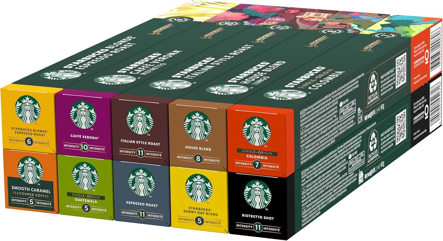 STARBUCKS Discovery Variety Pack by Nespresso, All Roast Types Coffee Capsules 10 x 10 (100 Capsule…