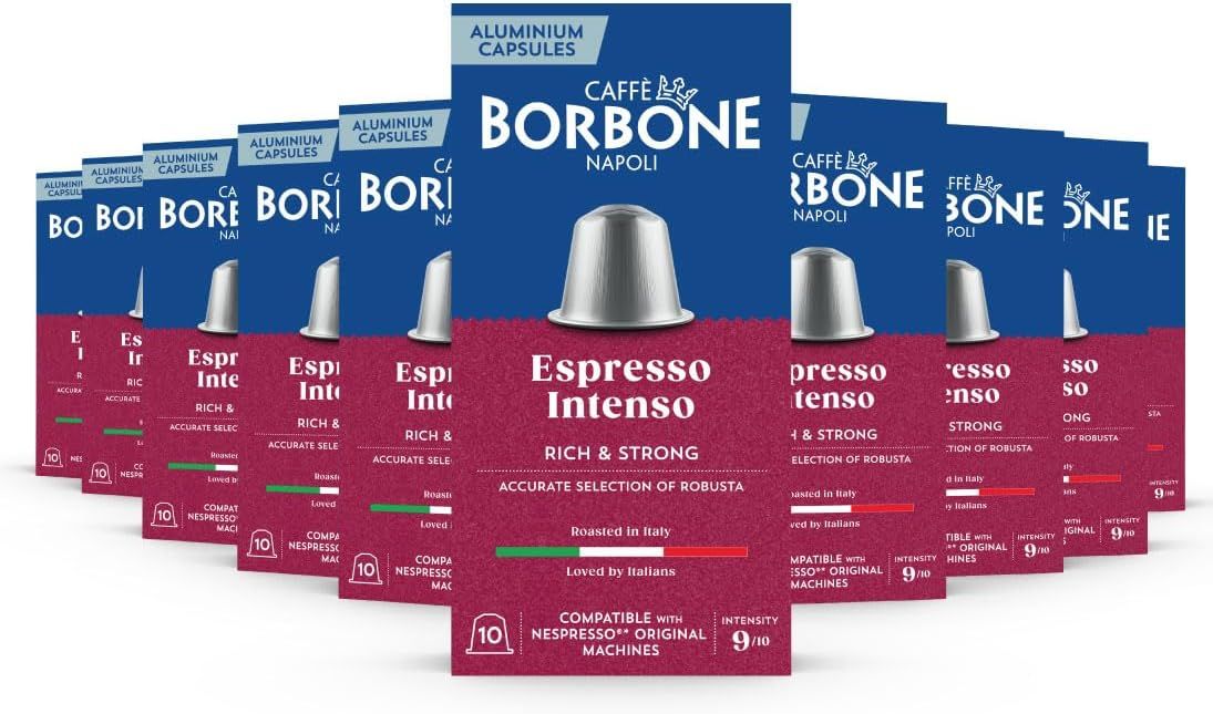 Caffè Borbone Espresso Intenso - 100 Coffee Capsules - Rich and Vibrant - Compatible with Nespresso…